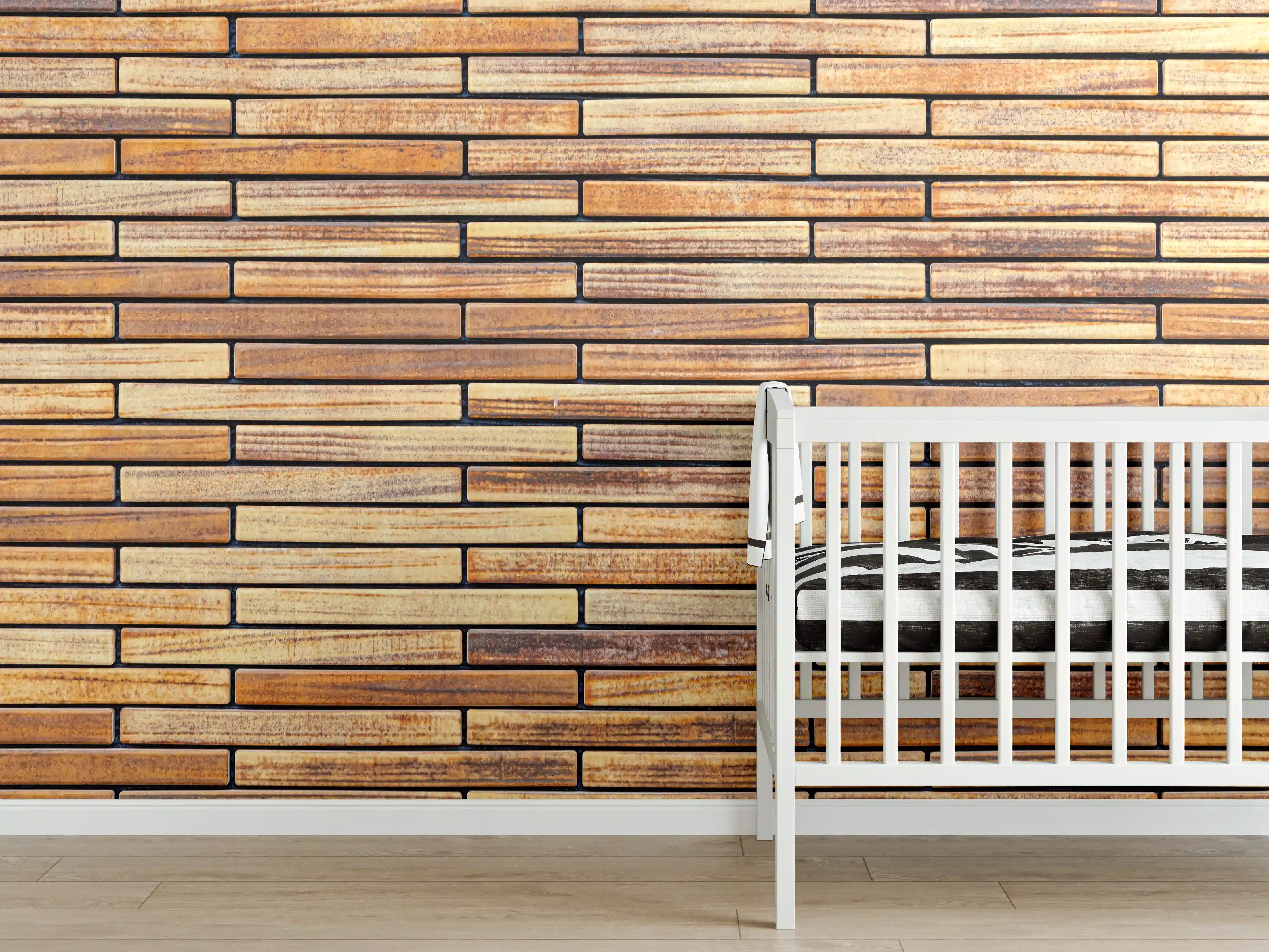 Babyzimmer Wandgestaltung - Brauner Sandstein Ziegelwand Muster 