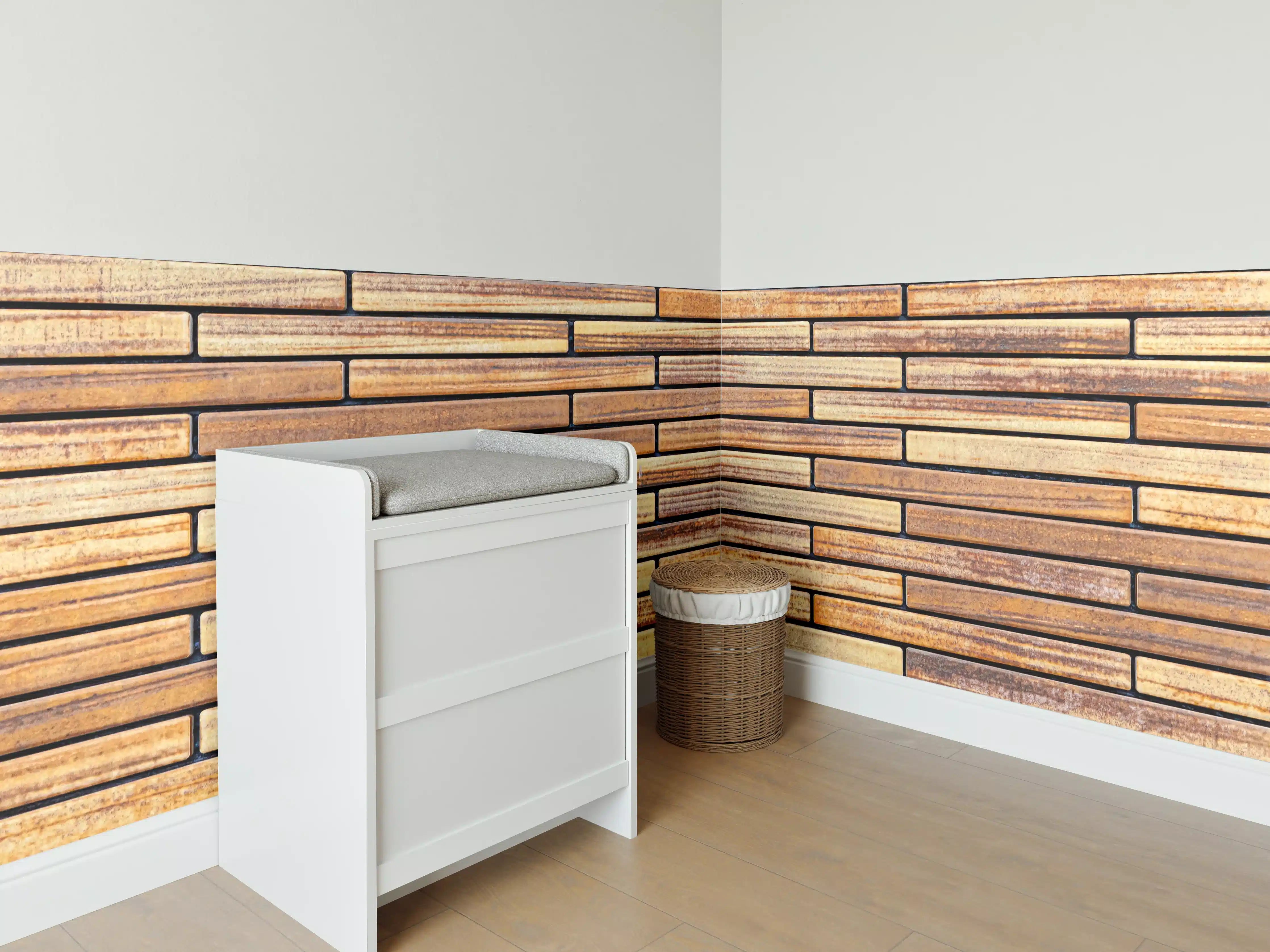 Babyzimmer Wandgestaltung - Brauner Sandstein Ziegelwand Muster 