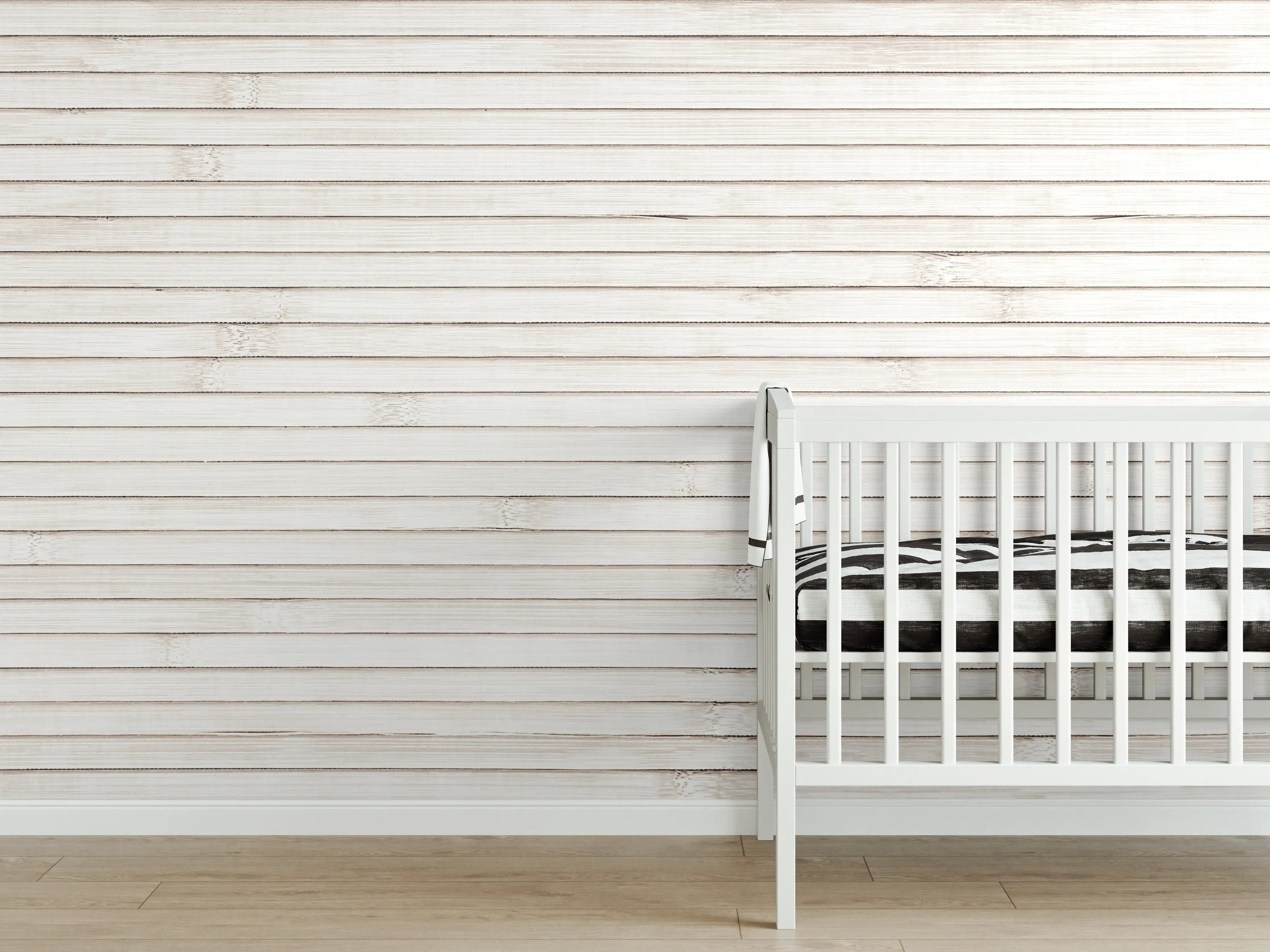 Babyzimmer Wandgestaltung - Breite natürliche Bambusdielen