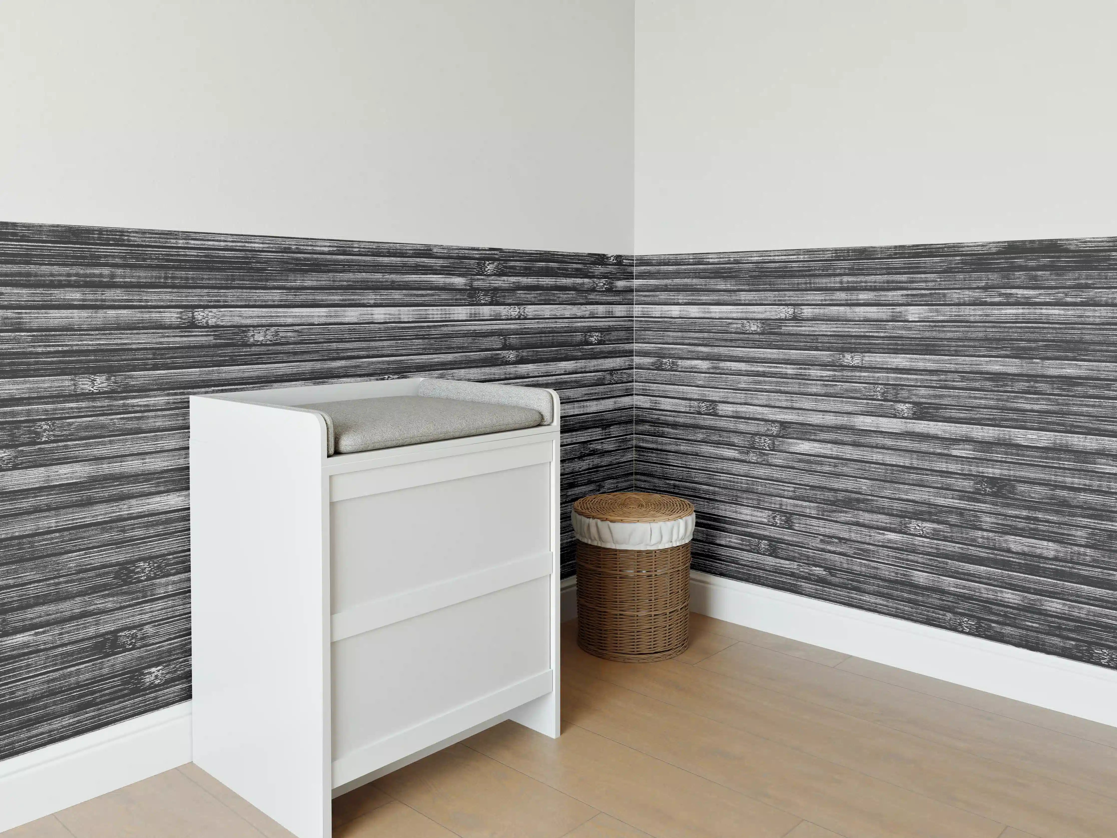 Babyzimmer Wandgestaltung - Breite schwarze und weiße hölzerne Hintergrund