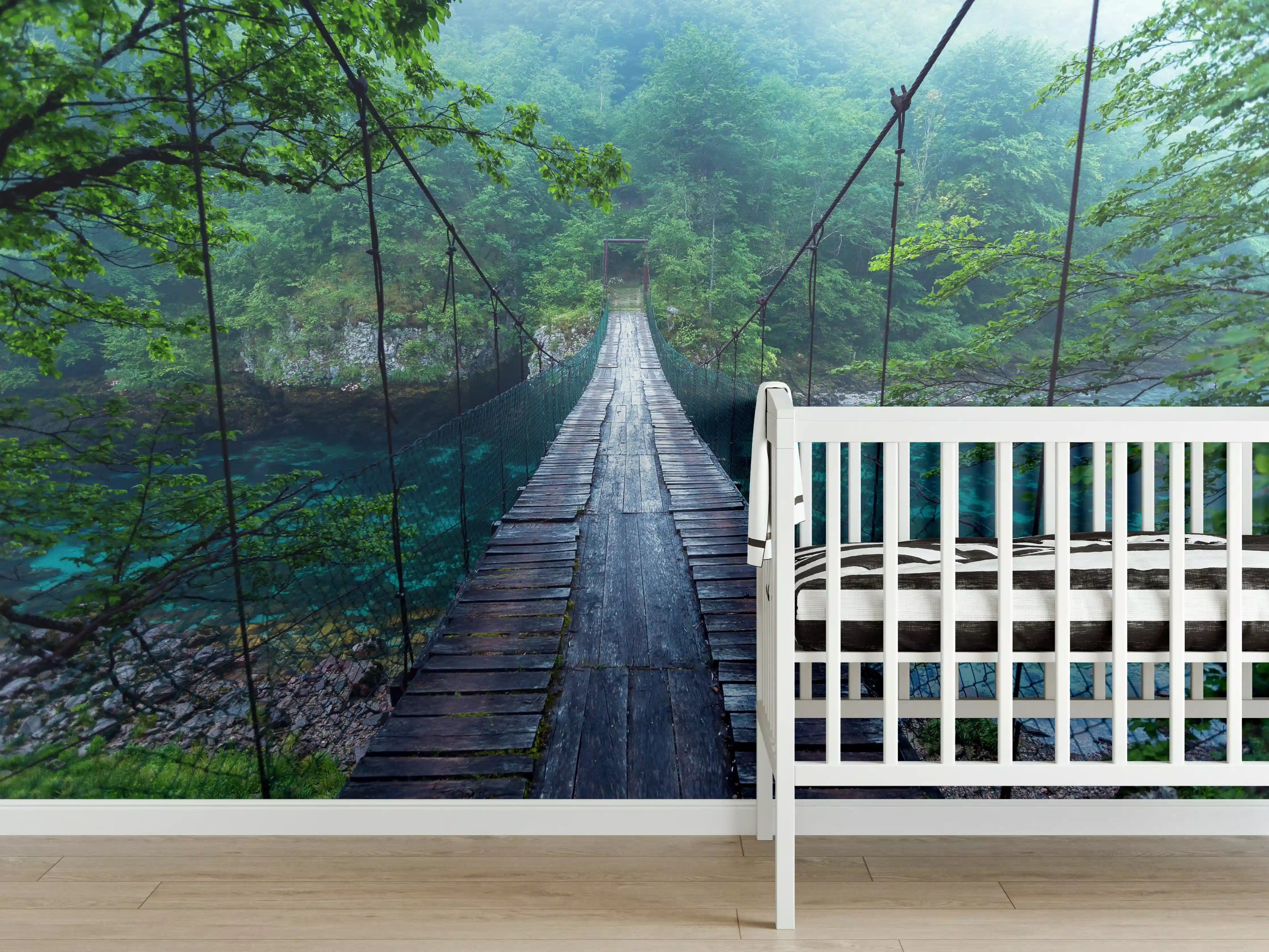 Babyzimmer Wandgestaltung - Brücke über Kristallklarem Fluss