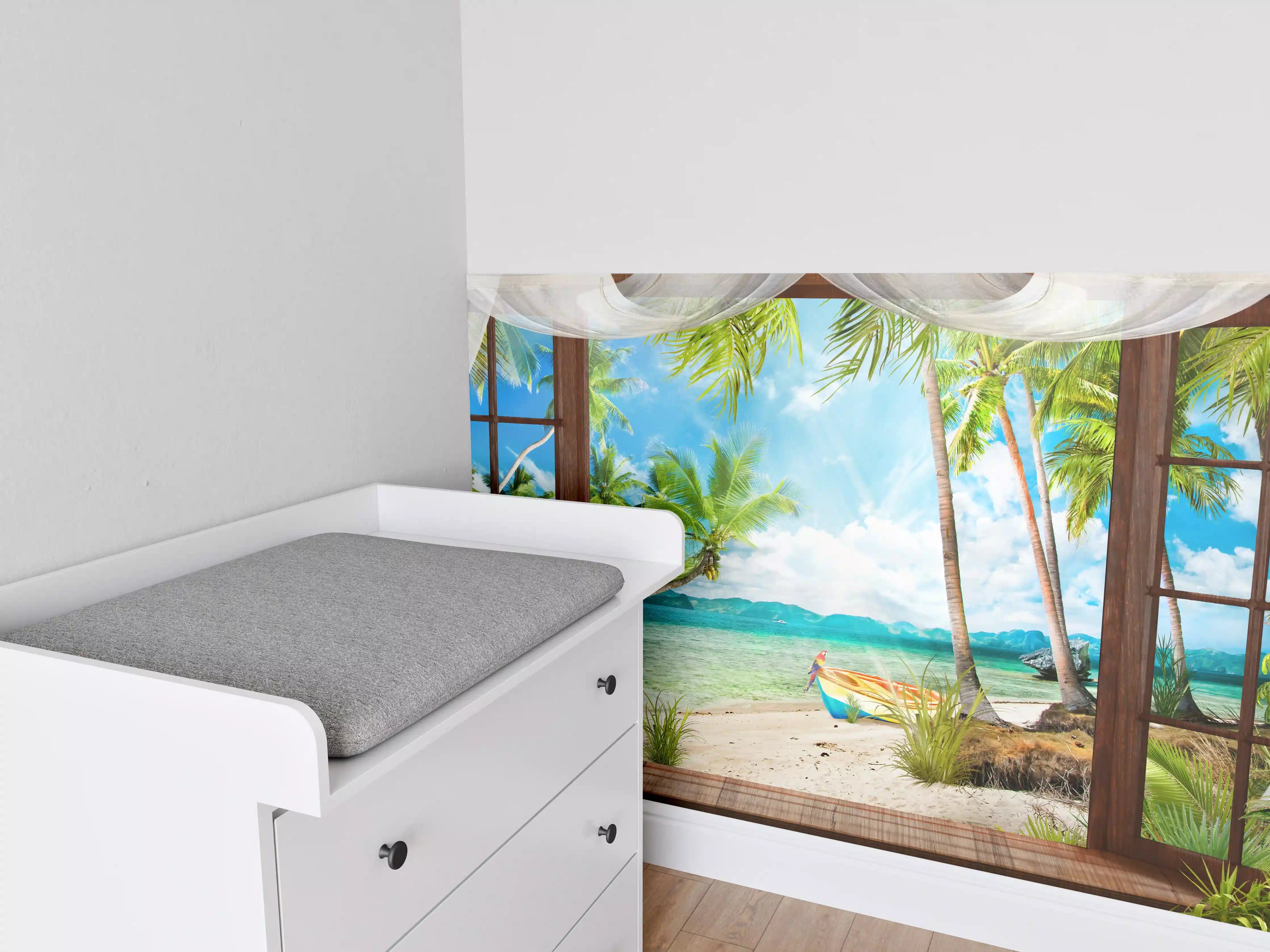 Babyzimmer Wandgestaltung - Bungalow mit Blick aufs Meer