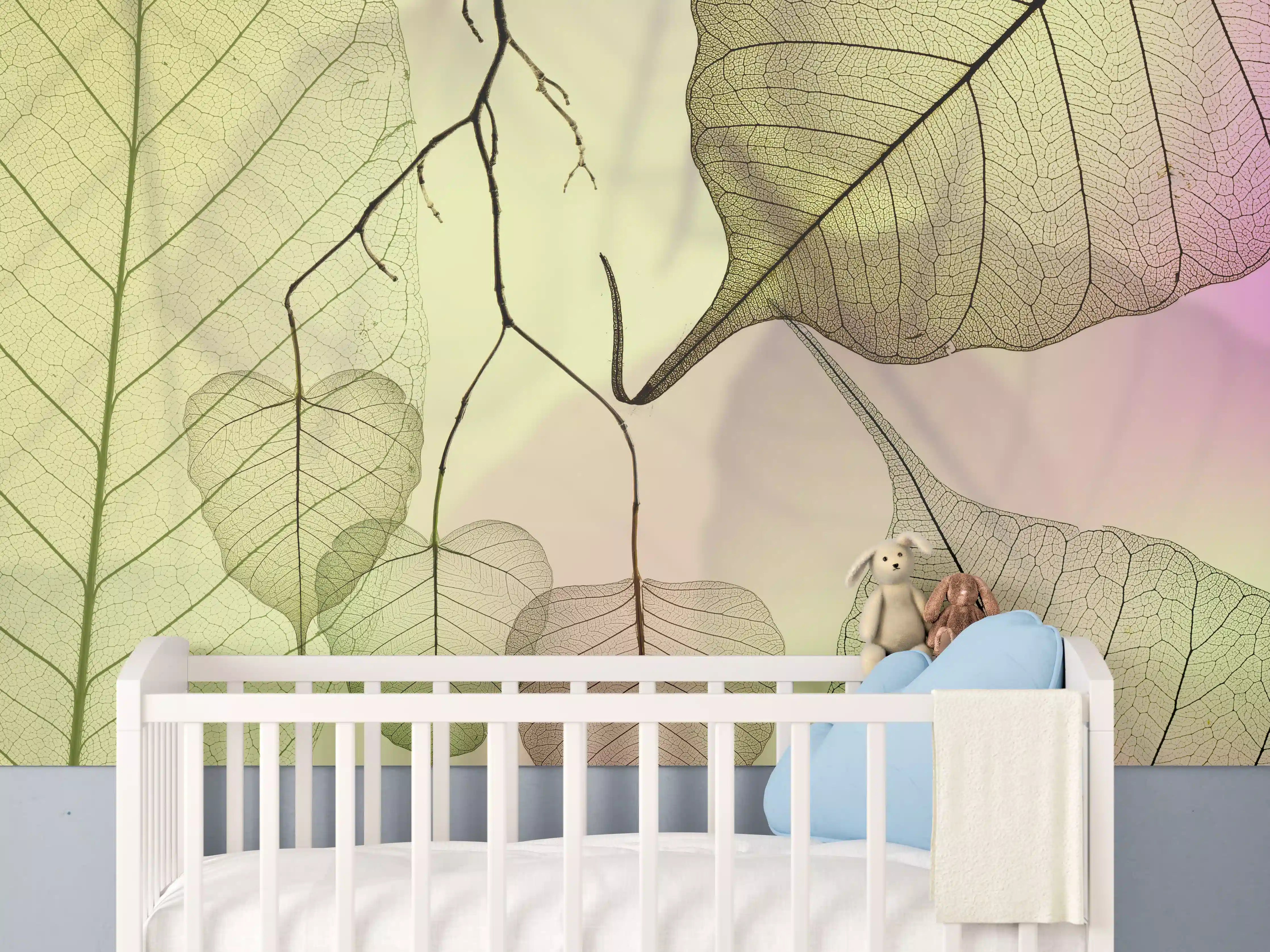 Babyzimmer Wandgestaltung - Bunt Veinige Blatttextur Makro