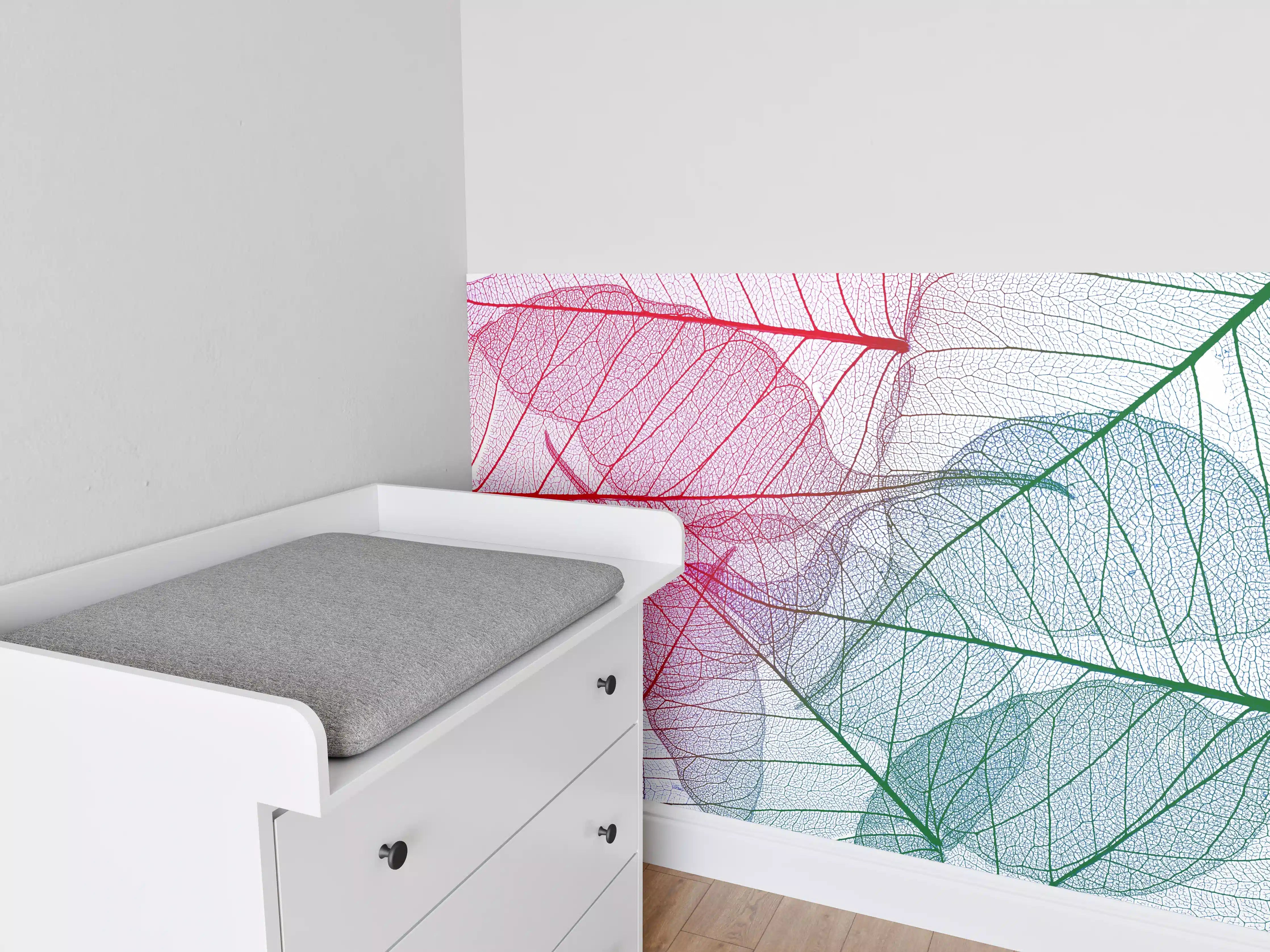 Babyzimmer Wandgestaltung - Bunte Blattadern Textur