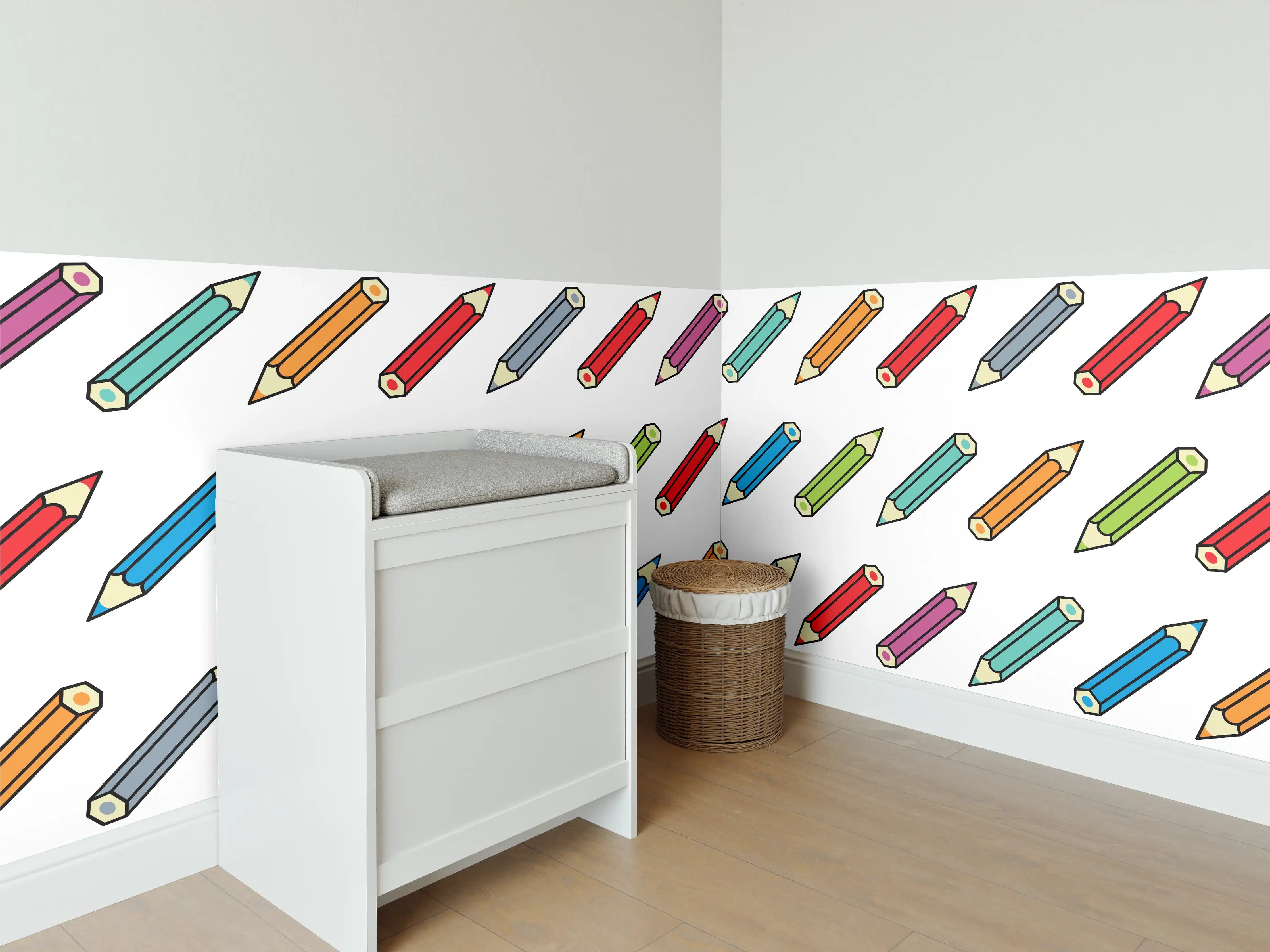Babyzimmer Wandgestaltung - Bunte Bleistift-Muster Illustration