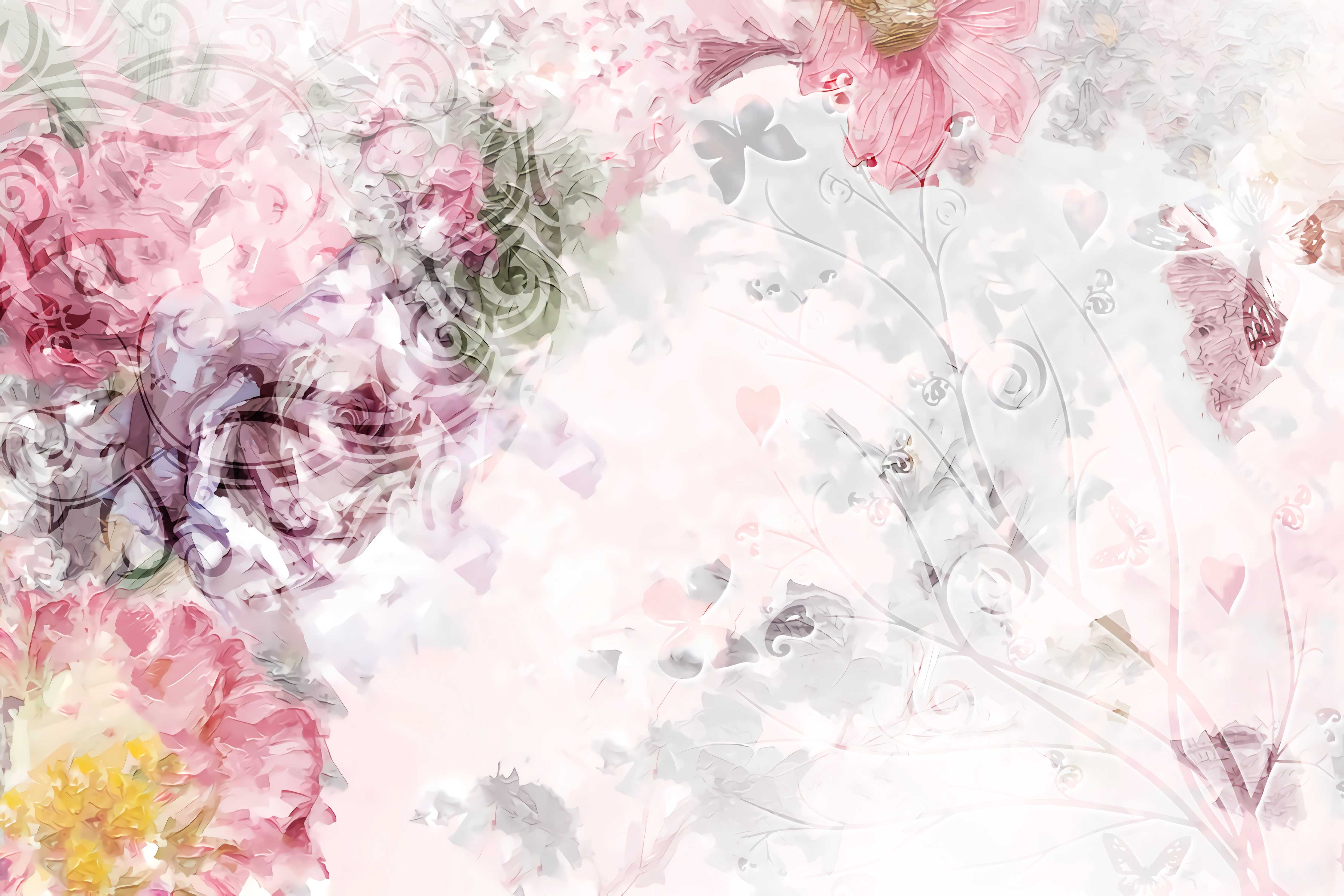 Babyzimmer Wandgestaltung-Bunte Blumen - Pastell Farben