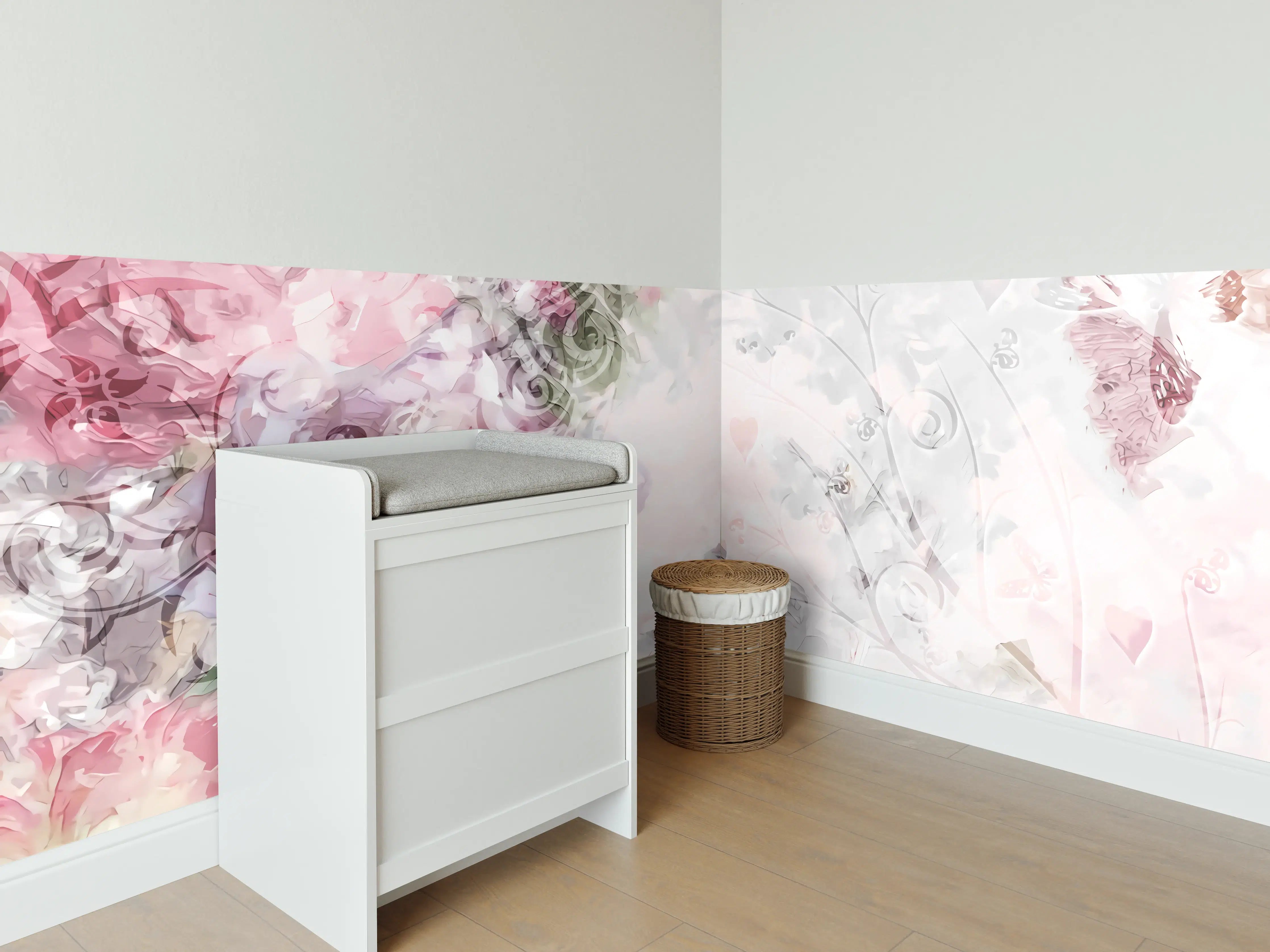 Babyzimmer Wandgestaltung - Bunte Blumen - Pastell Farben