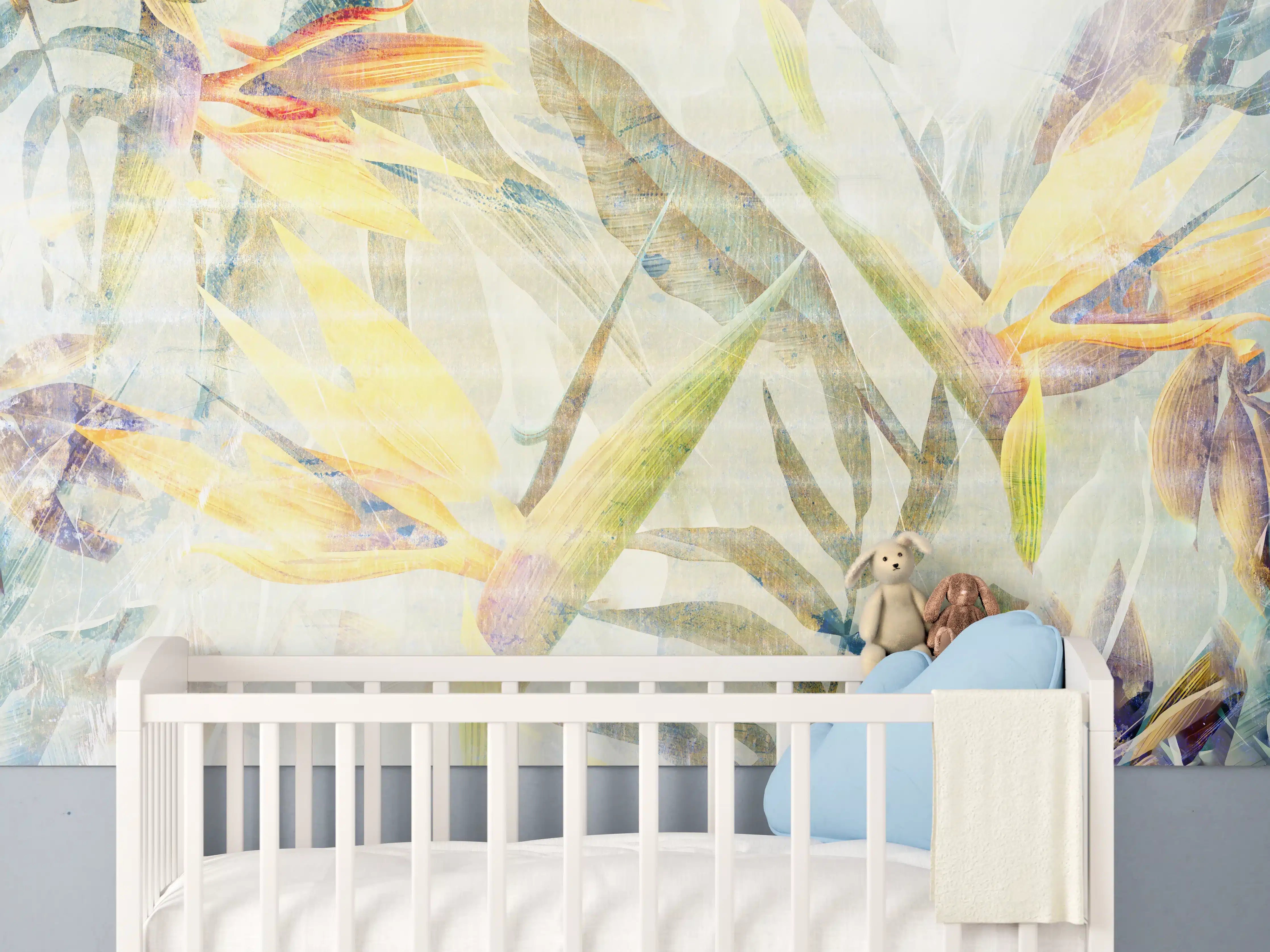 Babyzimmer Wandgestaltung - Bunte Blumen - Portait
