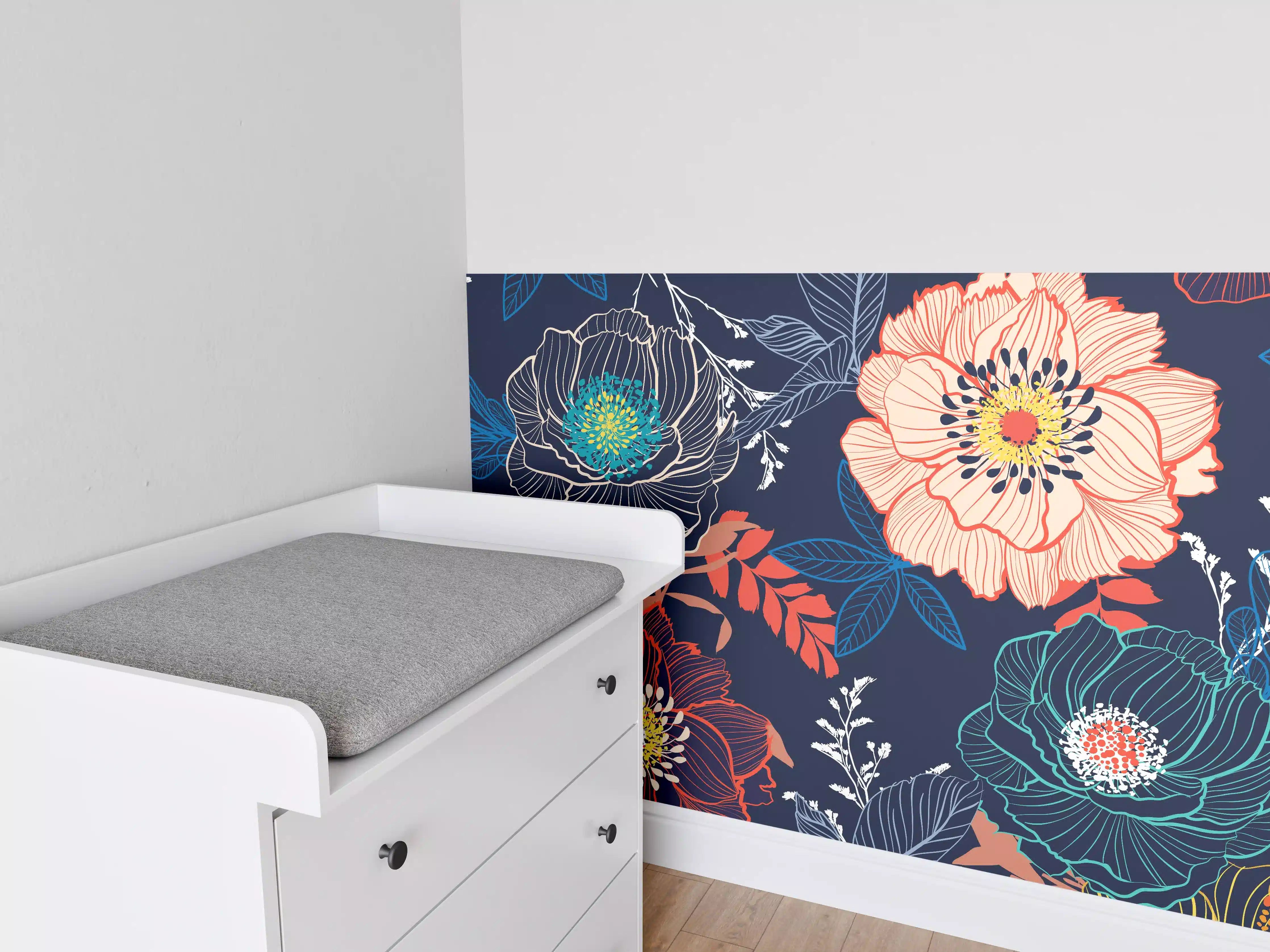 Babyzimmer Wandgestaltung - Bunte Blumenkunst