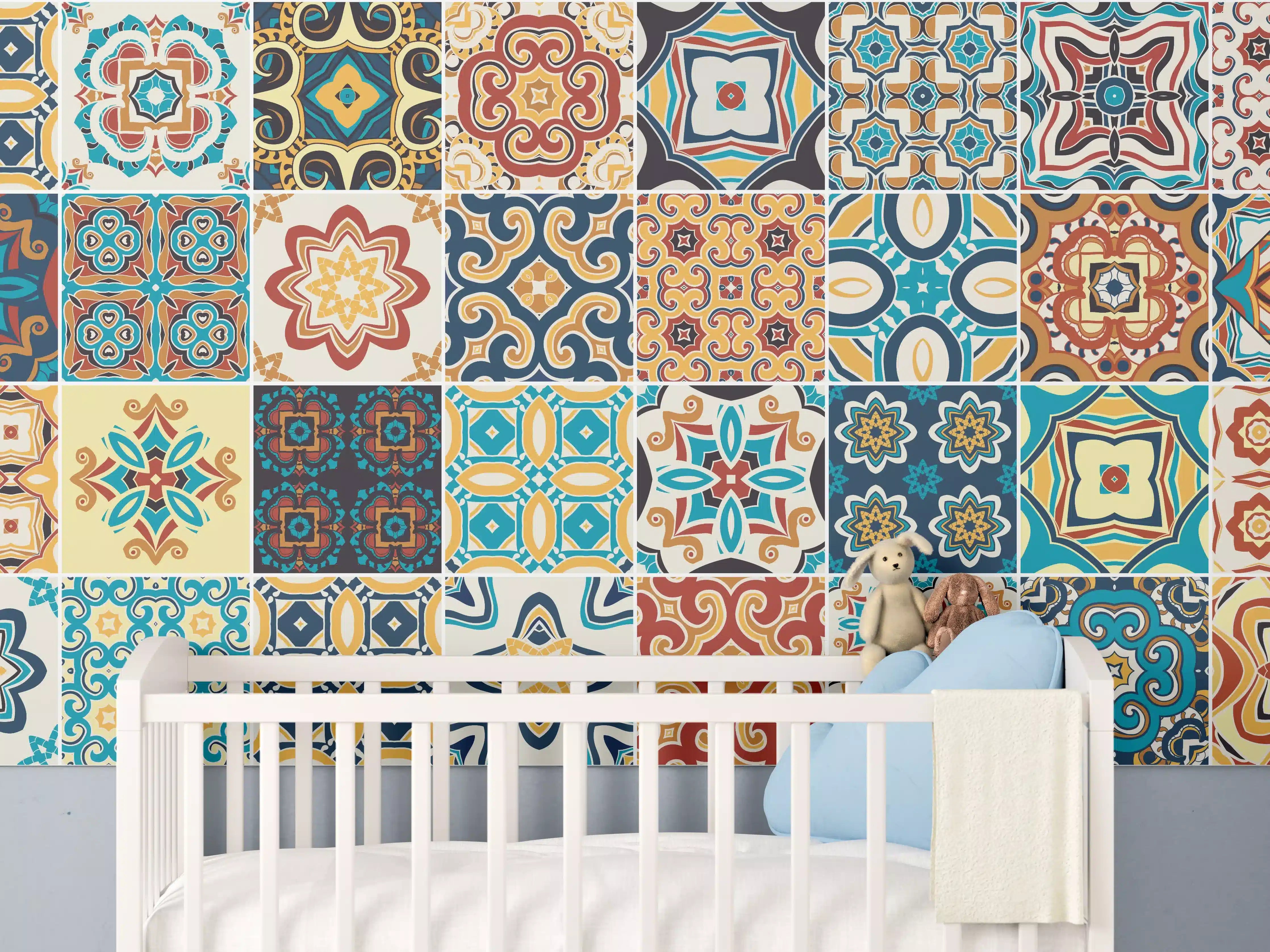 Babyzimmer Wandgestaltung - Bunte Fliesen Mosaik Designs