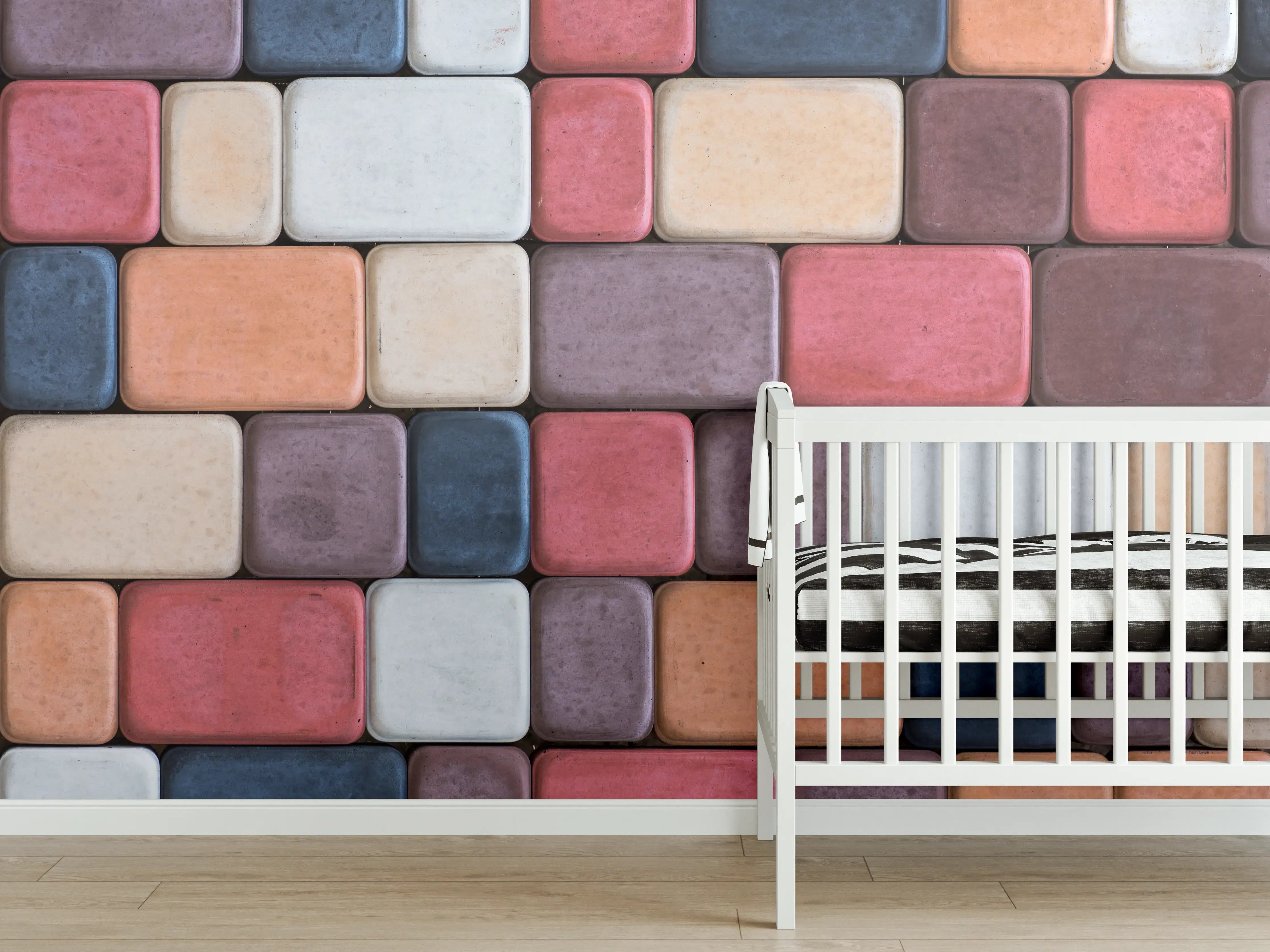Babyzimmer Wandgestaltung - Bunte Geometrische Fliesen