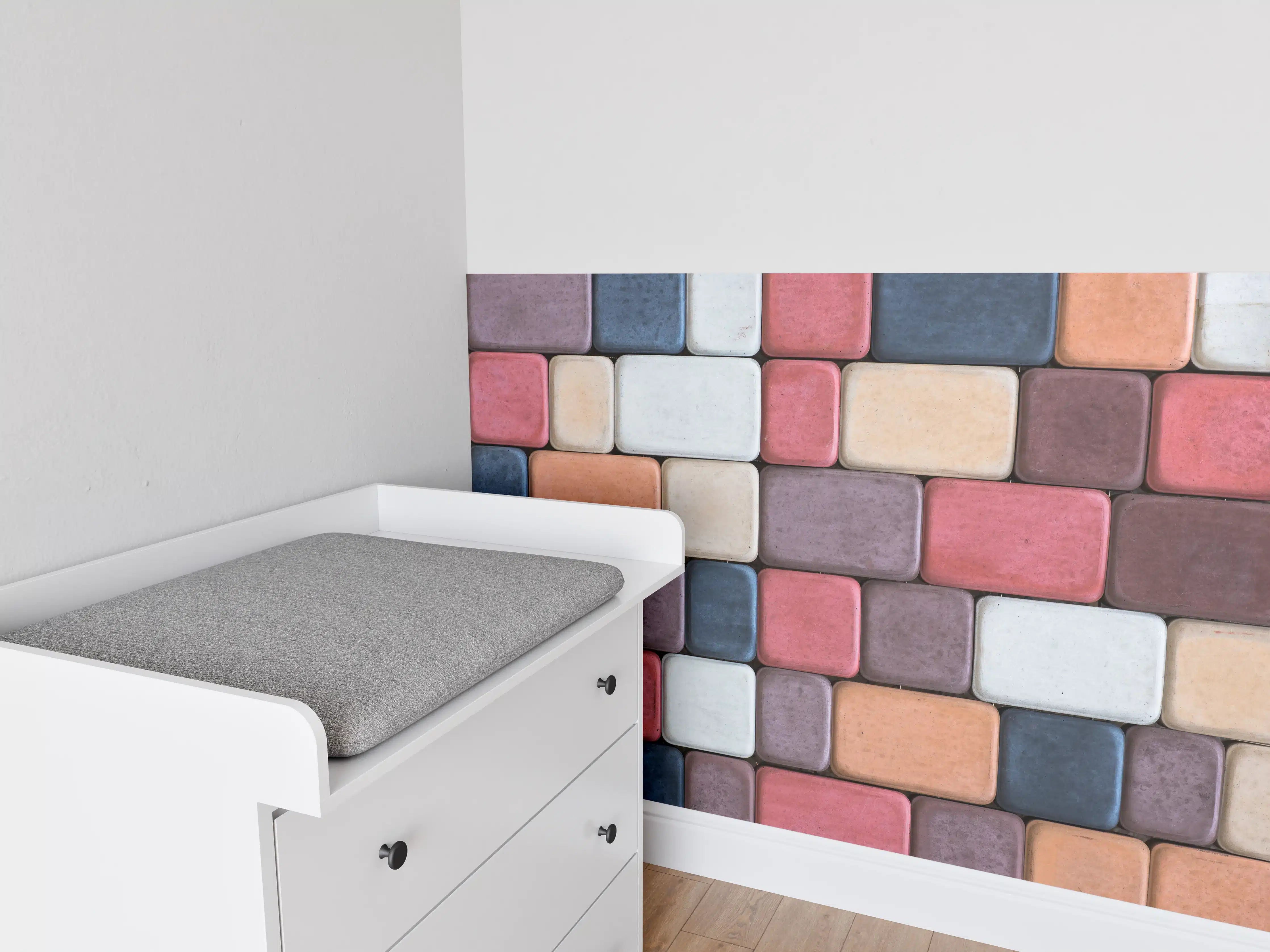 Babyzimmer Wandgestaltung - Bunte Geometrische Fliesen