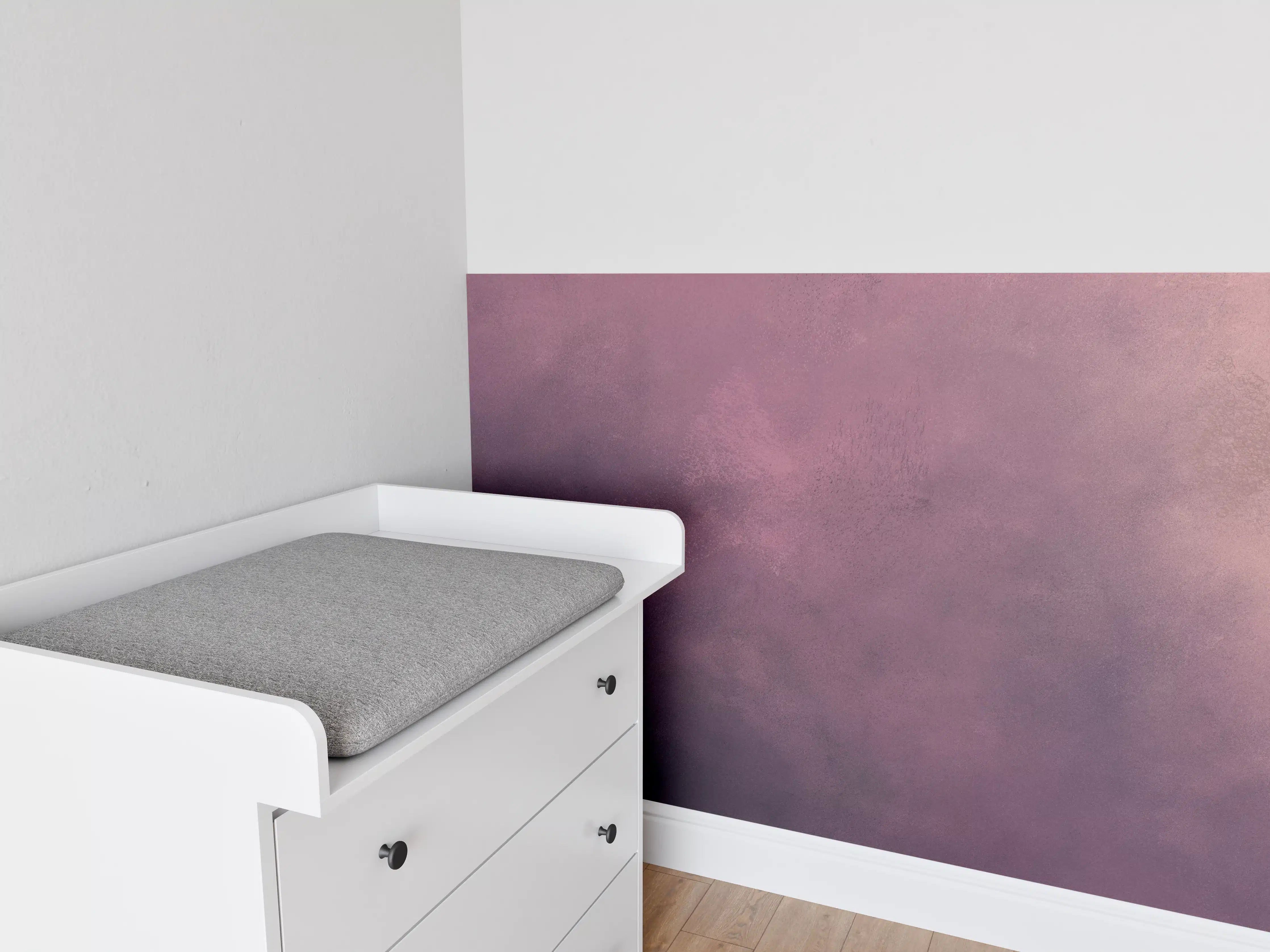 Babyzimmer Wandgestaltung - Bunte Himmelstöne in Violett und Rosa
