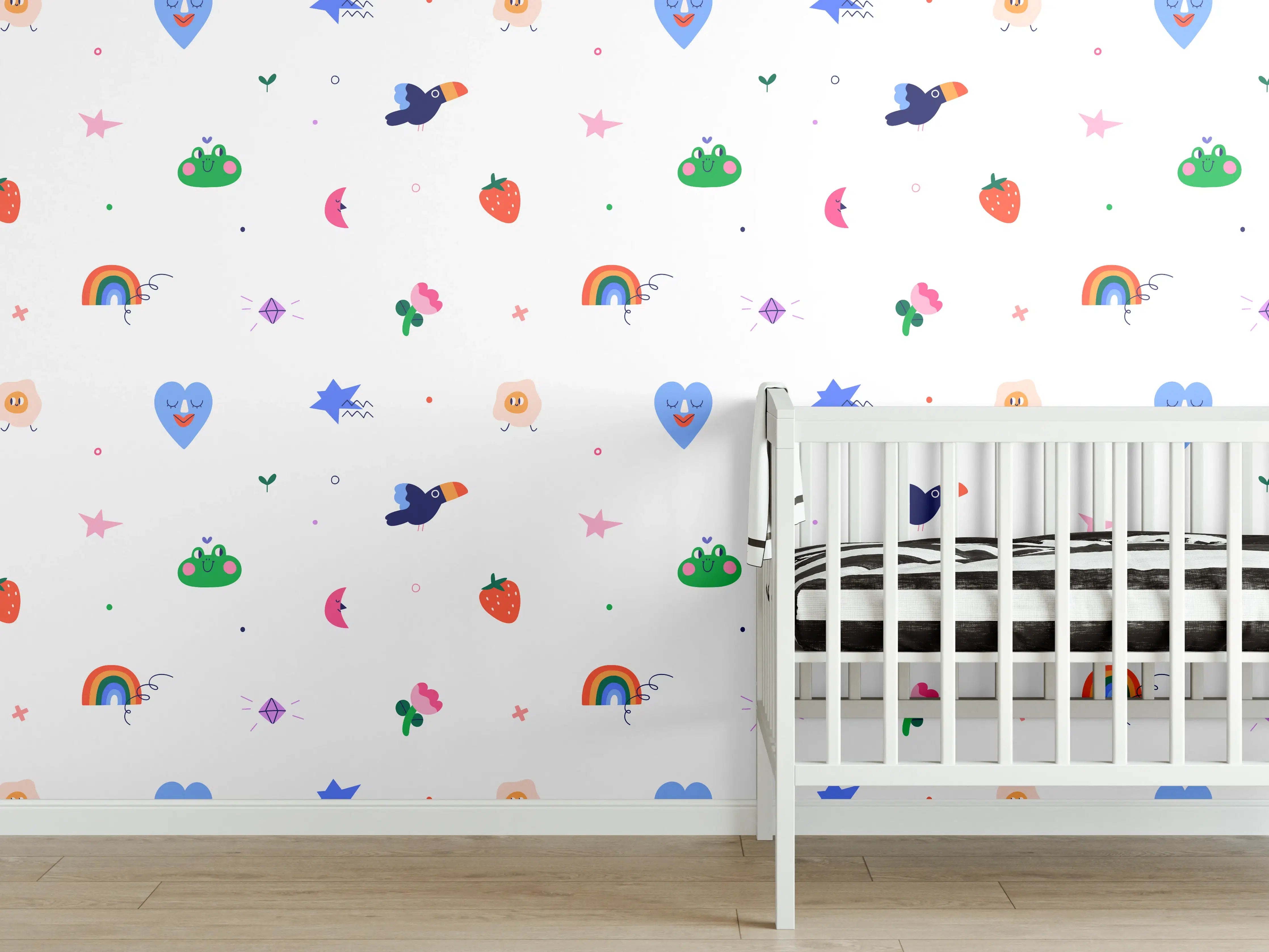 Babyzimmer Wandgestaltung - Bunte Kinderreiche Mustertextur