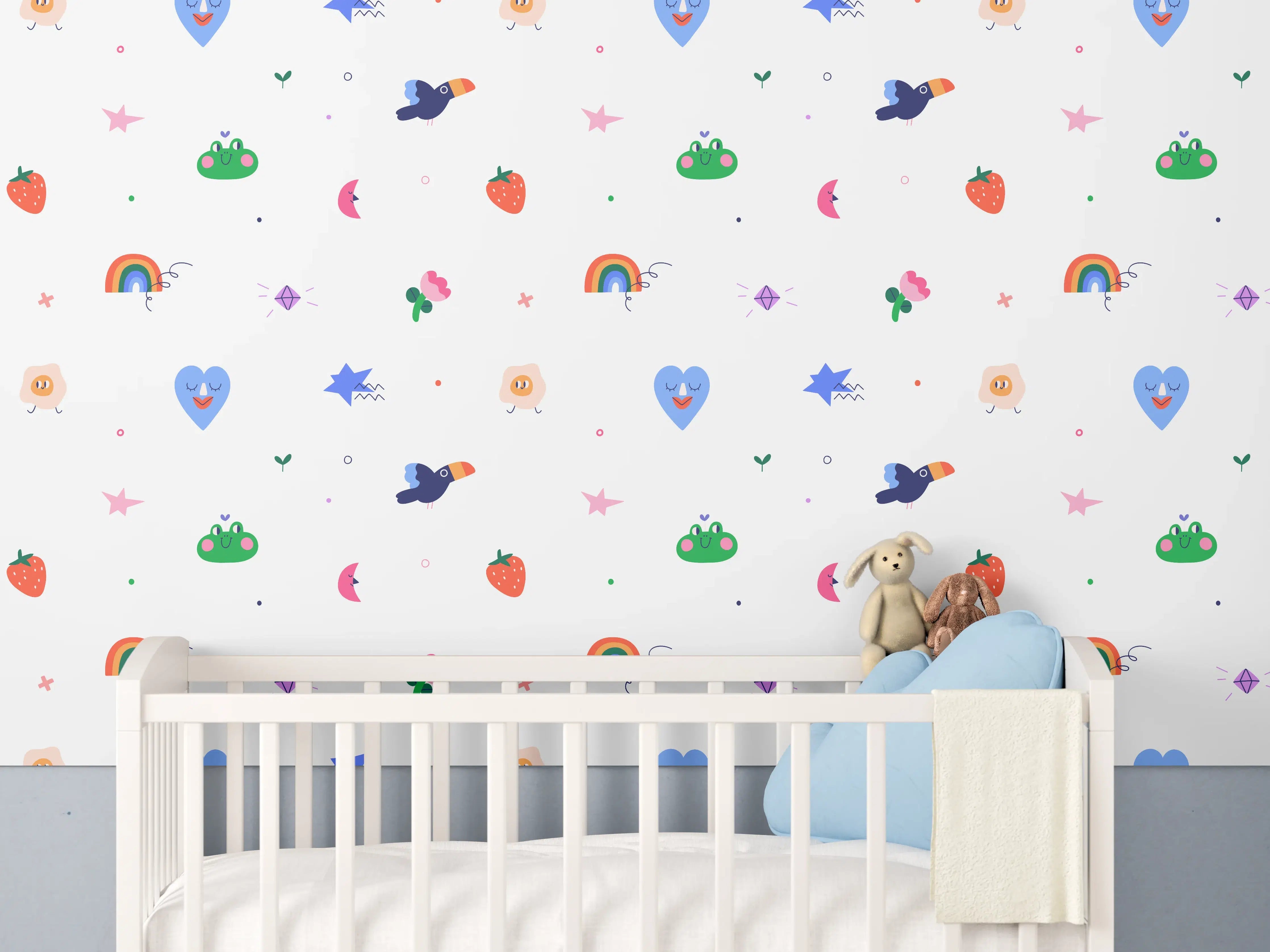 Babyzimmer Wandgestaltung - Bunte Kinderreiche Mustertextur