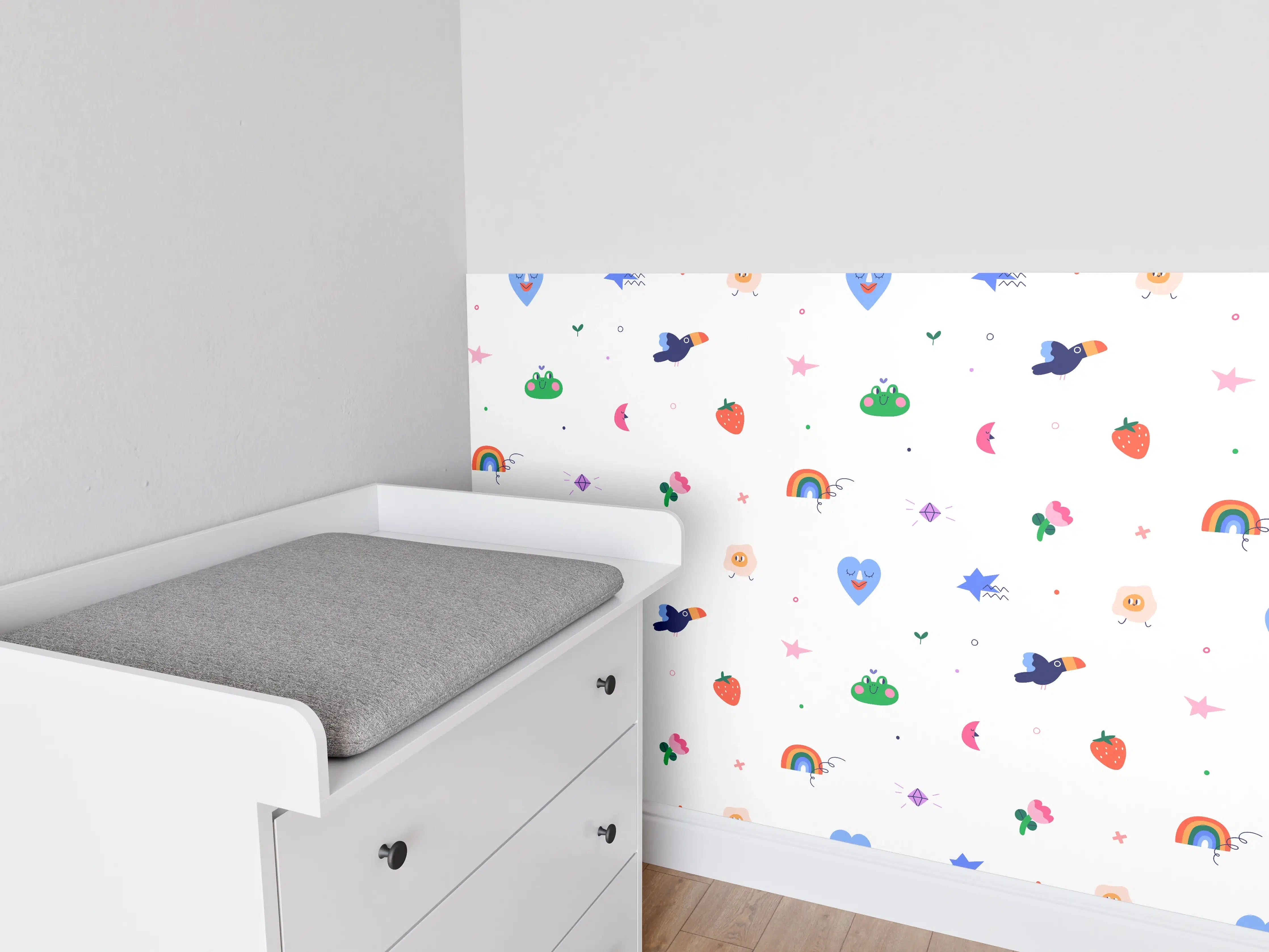 Babyzimmer Wandgestaltung - Bunte Kinderreiche Mustertextur