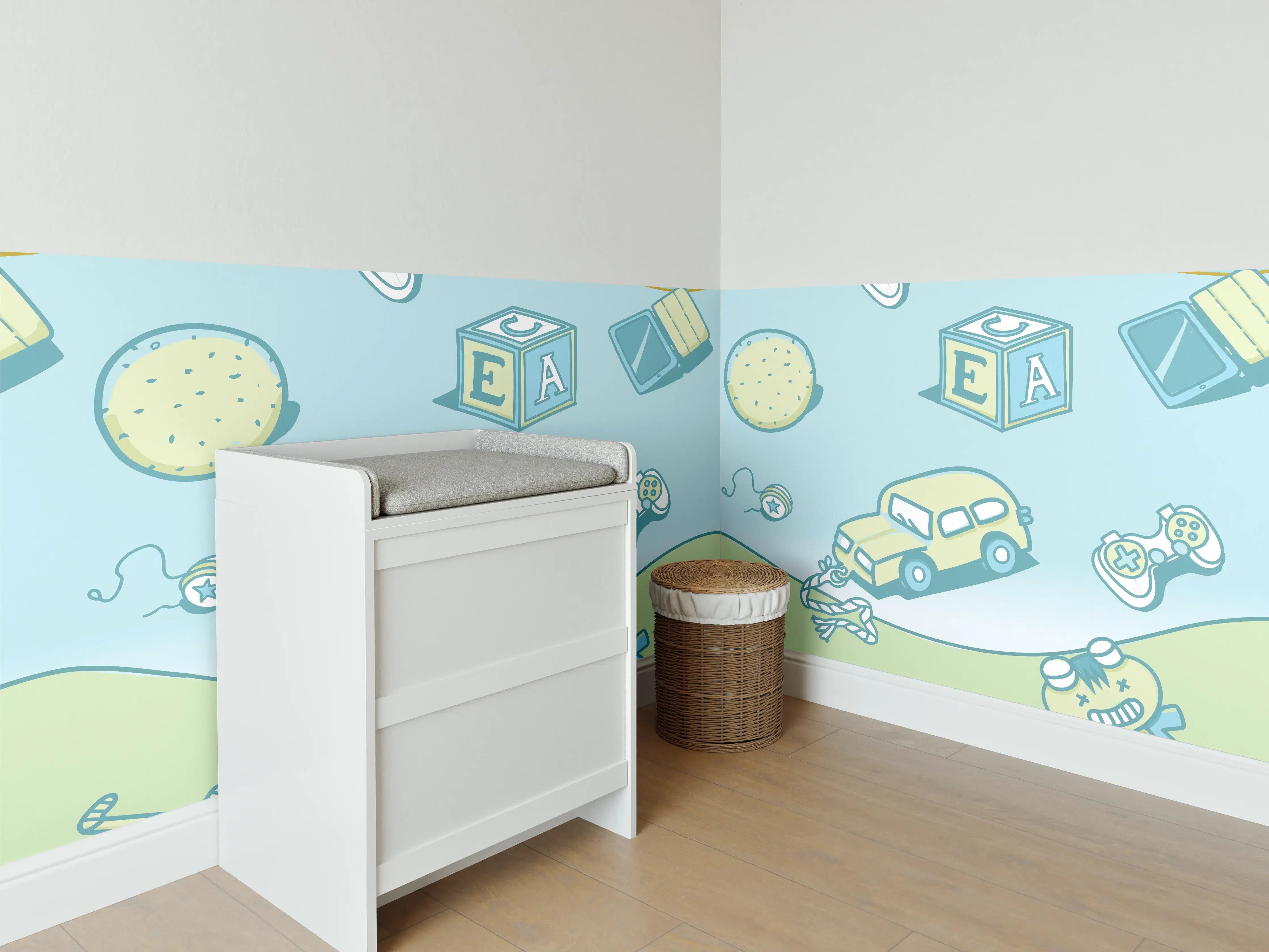 Babyzimmer Wandgestaltung - Bunte Kinderzimmer Fahrzeugmotive