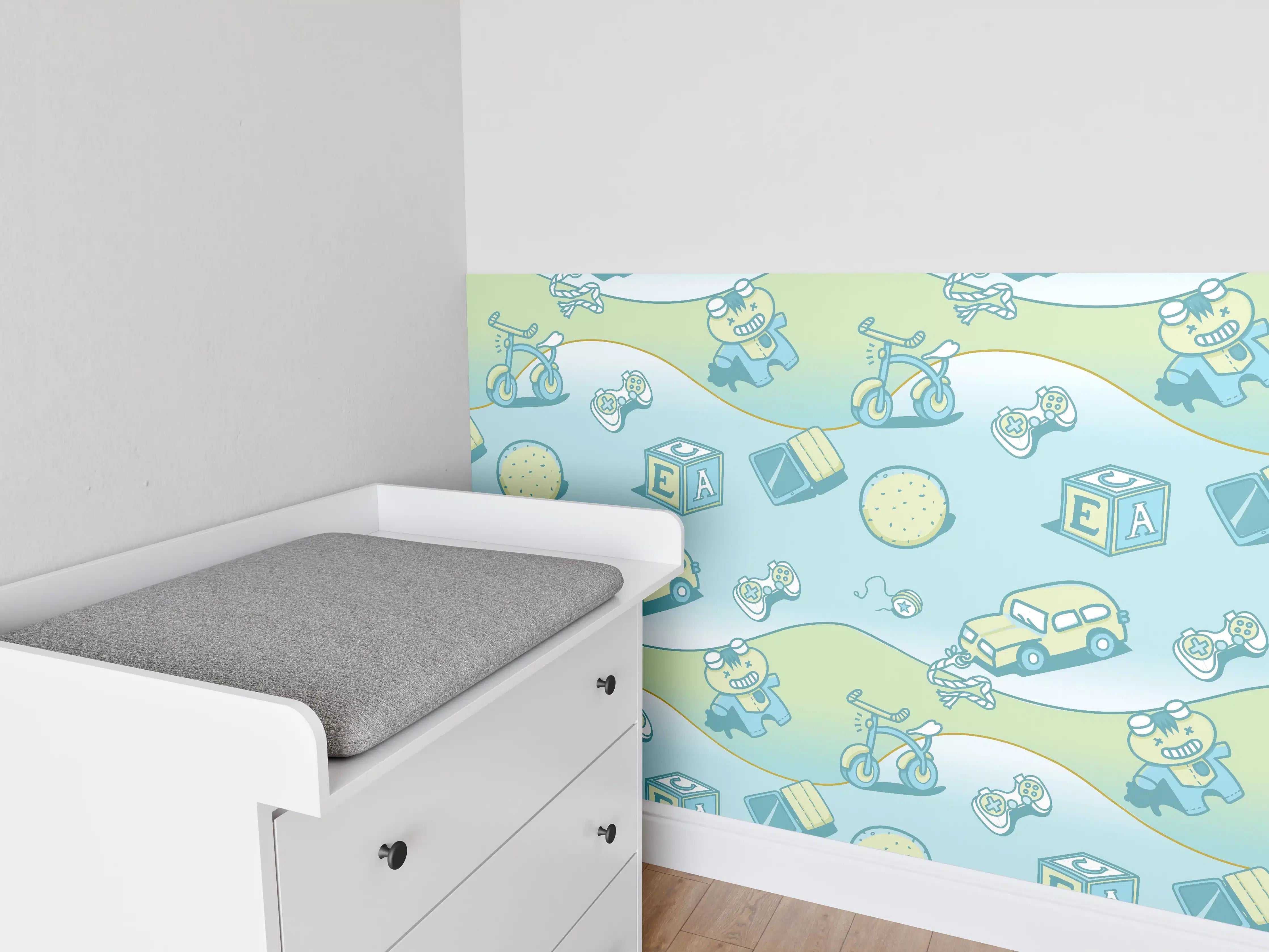 Babyzimmer Wandgestaltung - Bunte Kinderzimmer Fahrzeugmotive