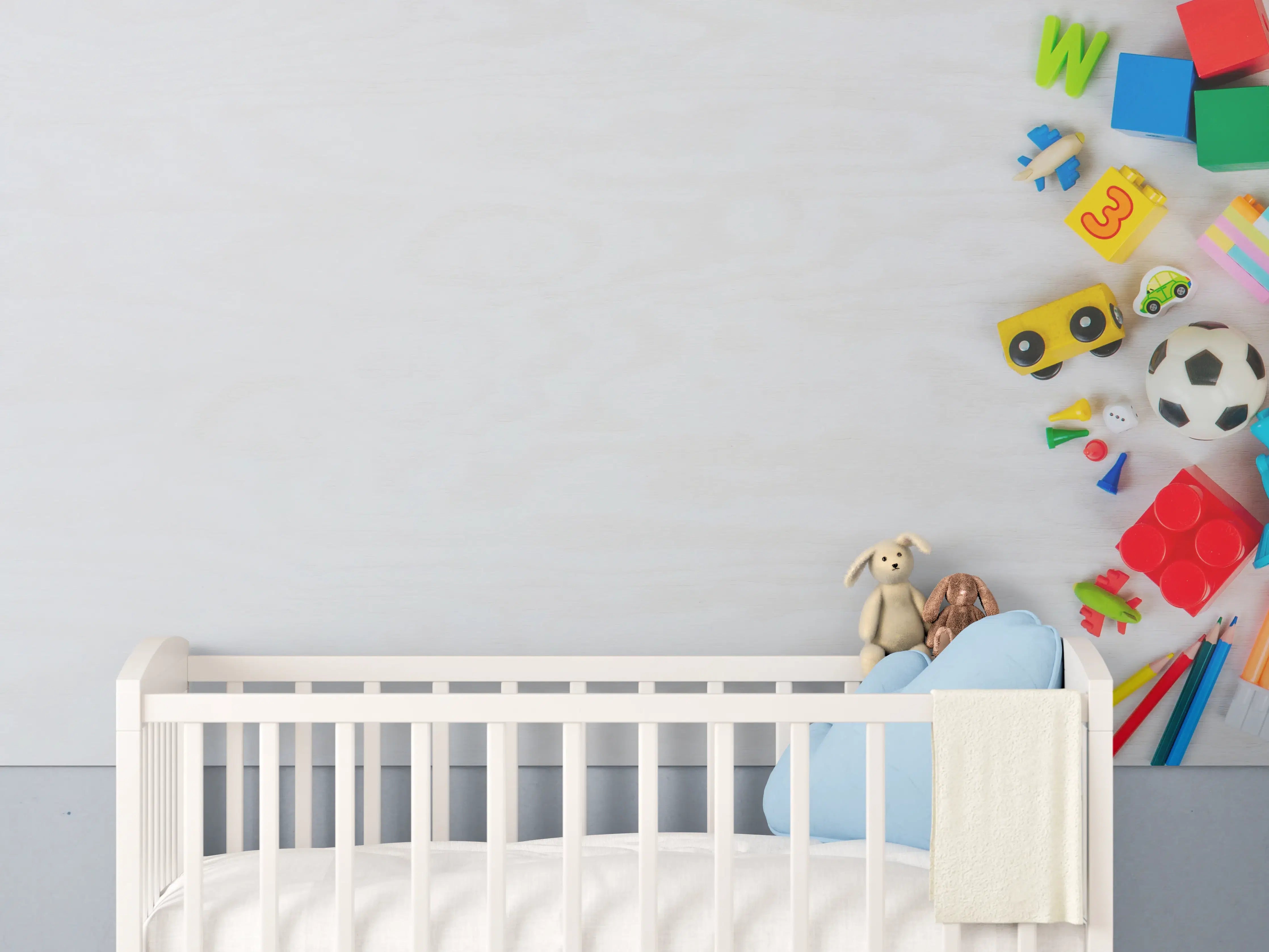 Babyzimmer Wandgestaltung - Bunte Spielzeugvielfalt