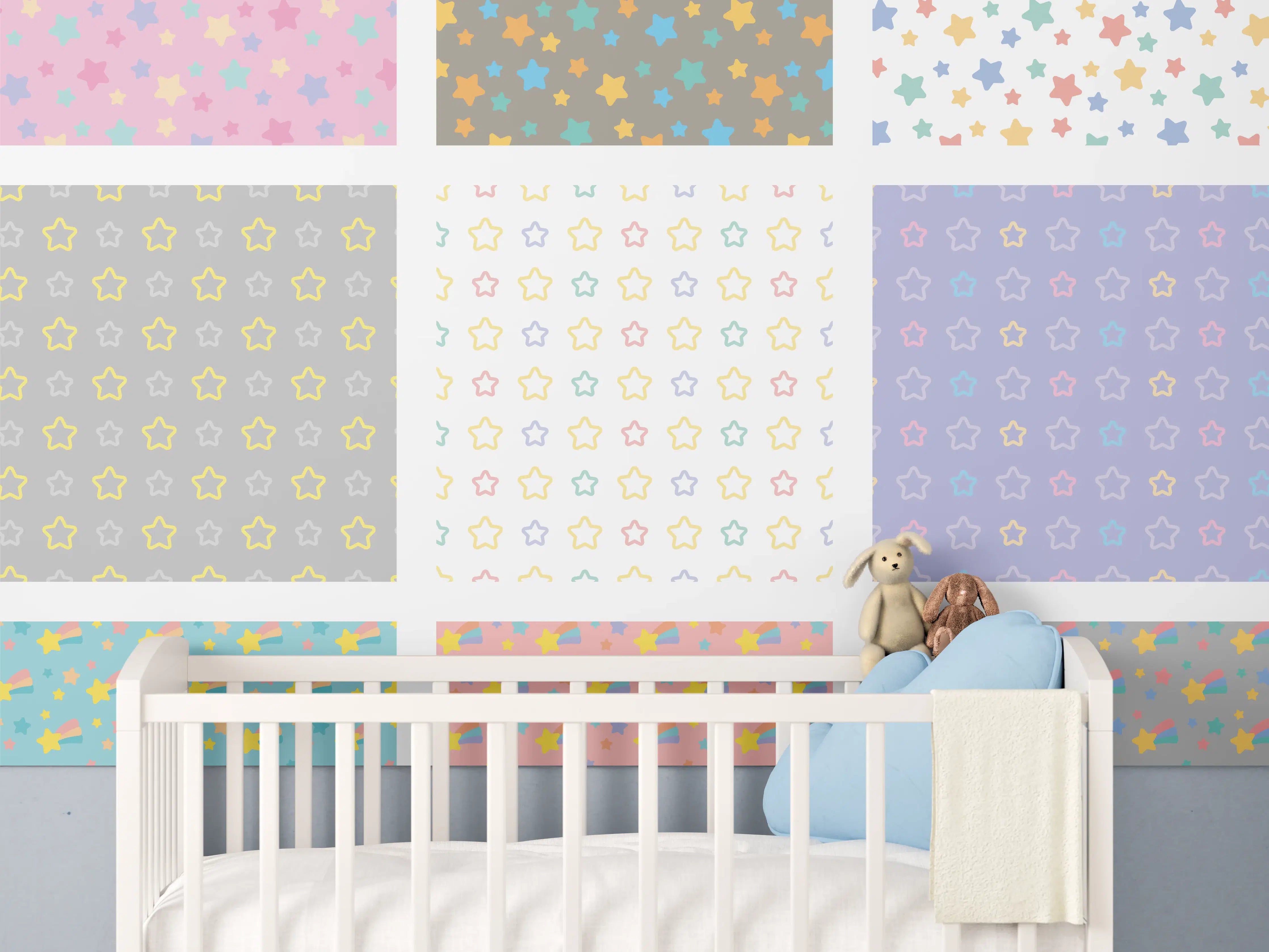 Babyzimmer Wandgestaltung - Bunte Sternmuster Vielfalt