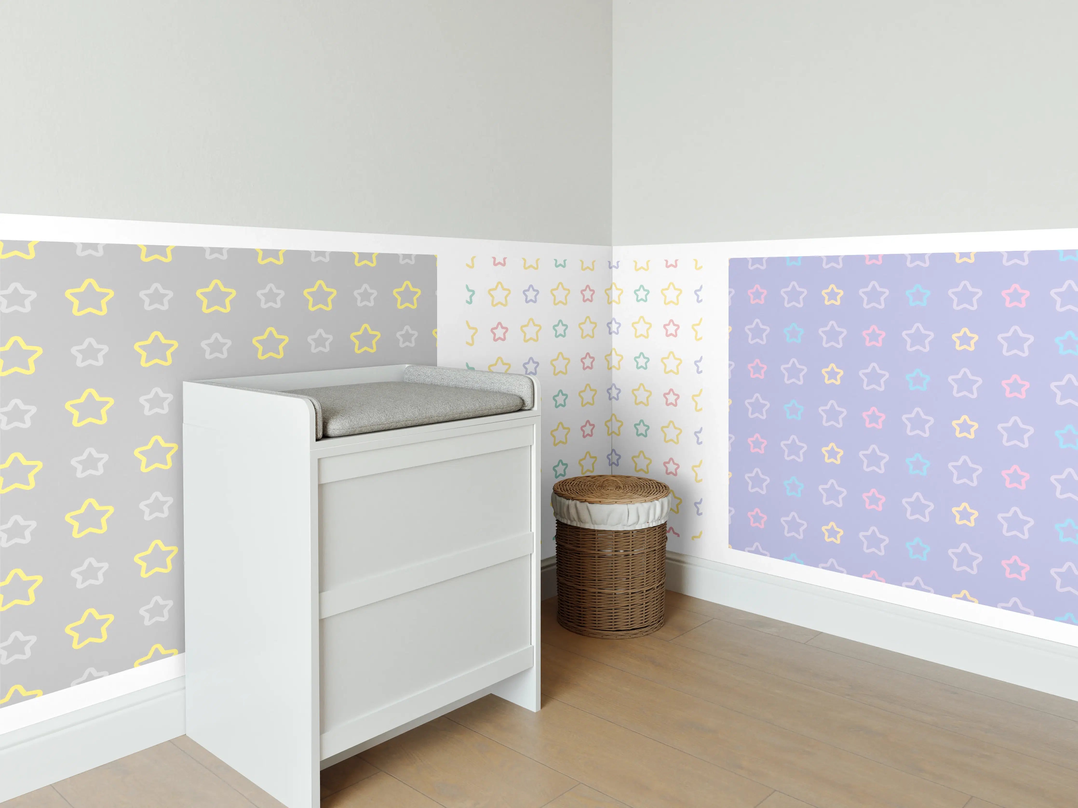Babyzimmer Wandgestaltung - Bunte Sternmuster Vielfalt