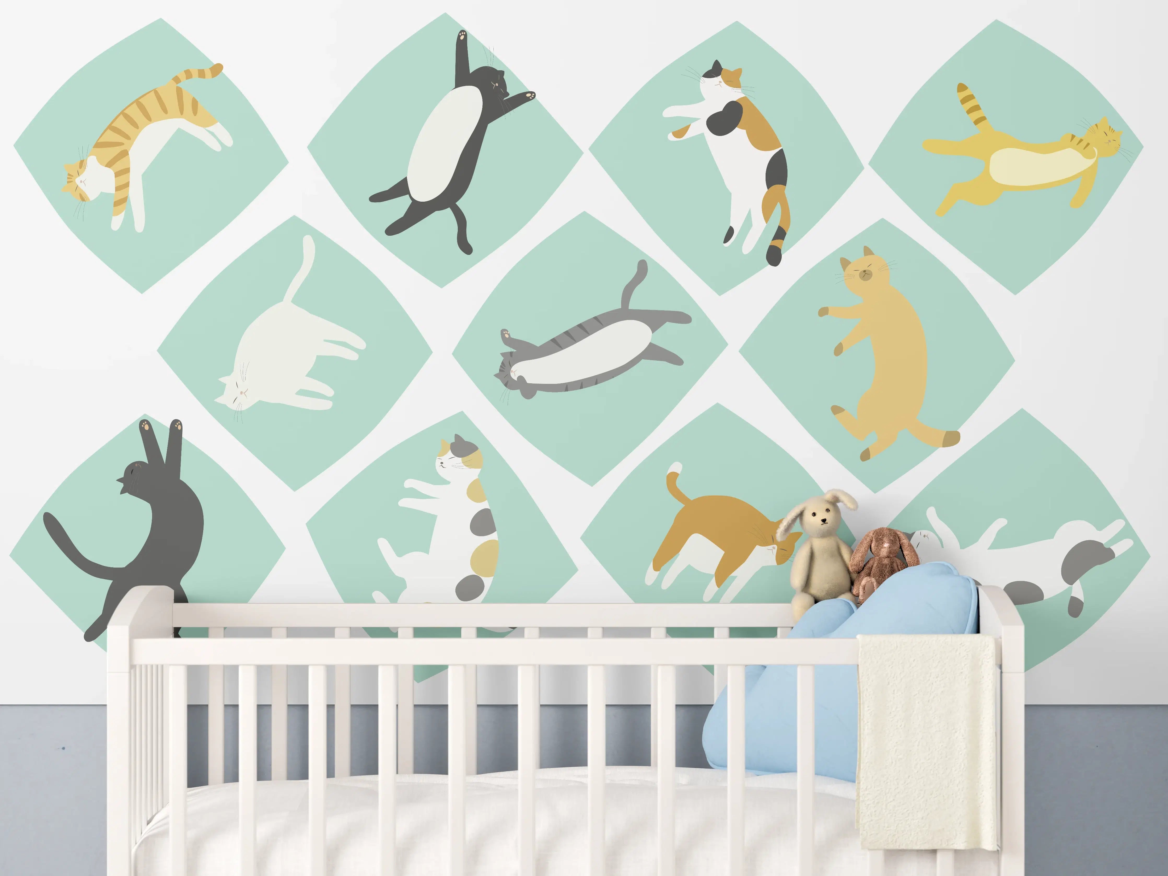 Babyzimmer Wandgestaltung - Bunte Tierillustrationen Muster