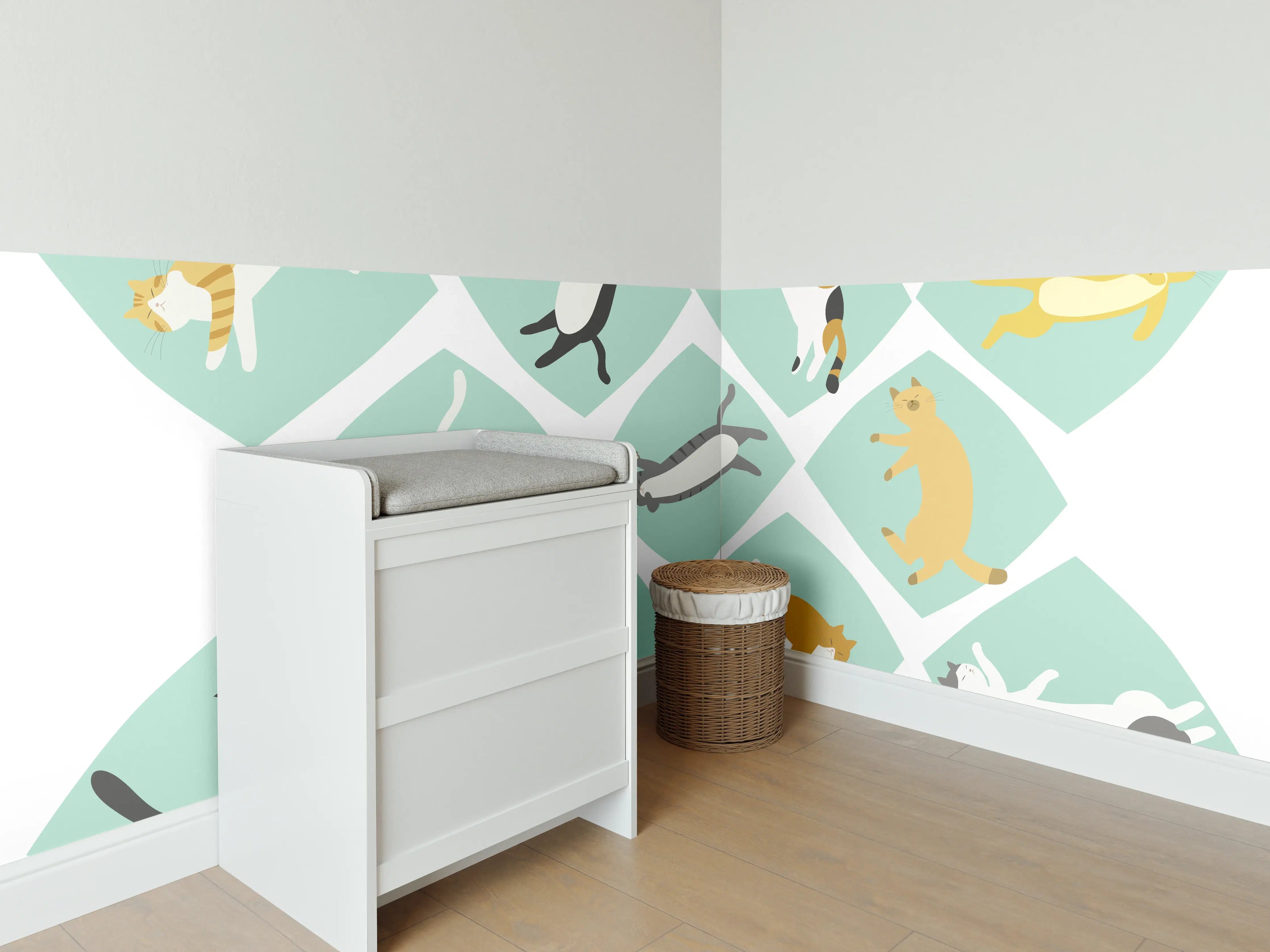 Babyzimmer Wandgestaltung - Bunte Tierillustrationen Muster
