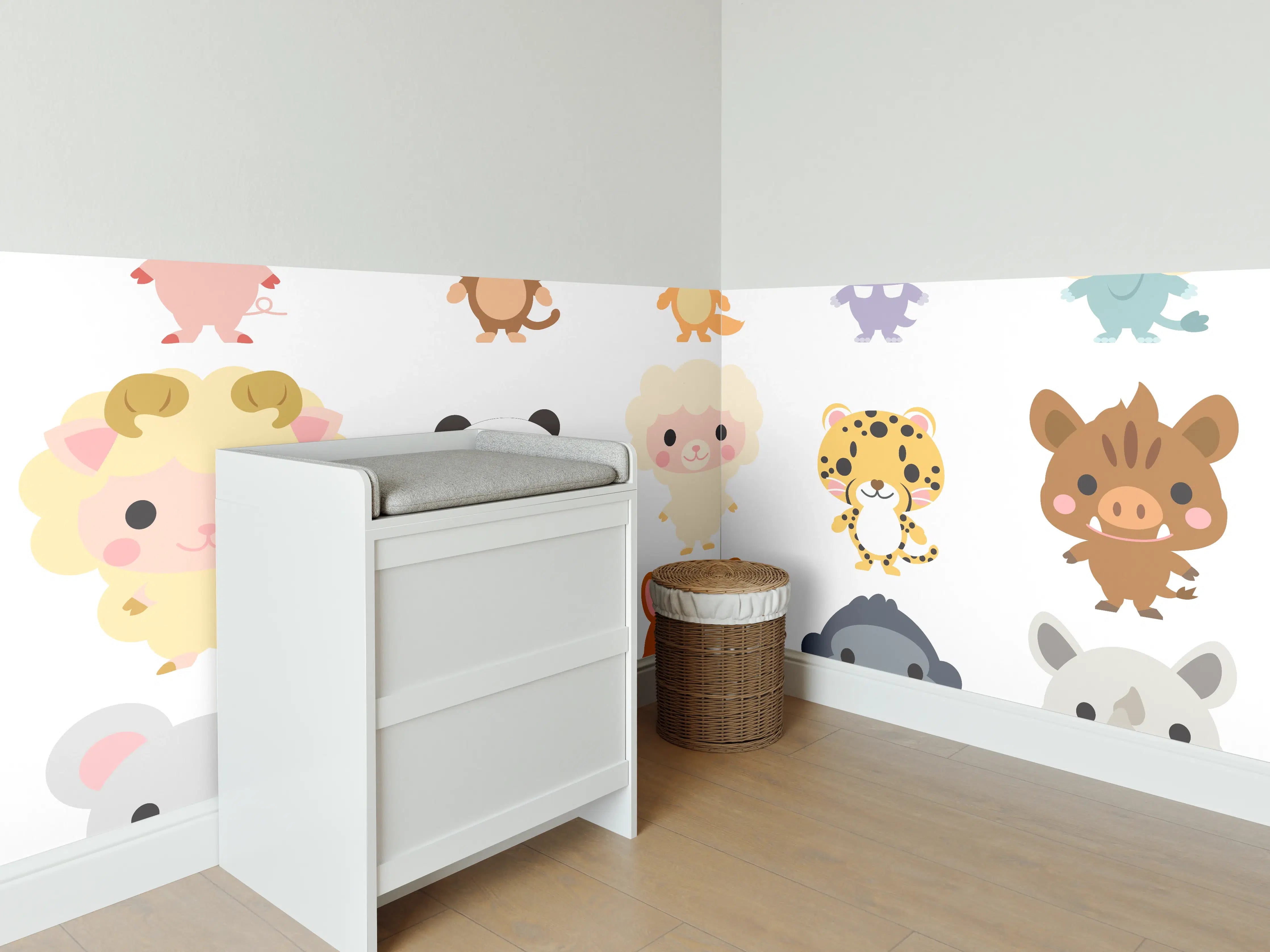 Babyzimmer Wandgestaltung - Bunte Tierkarikatur-Sammlung