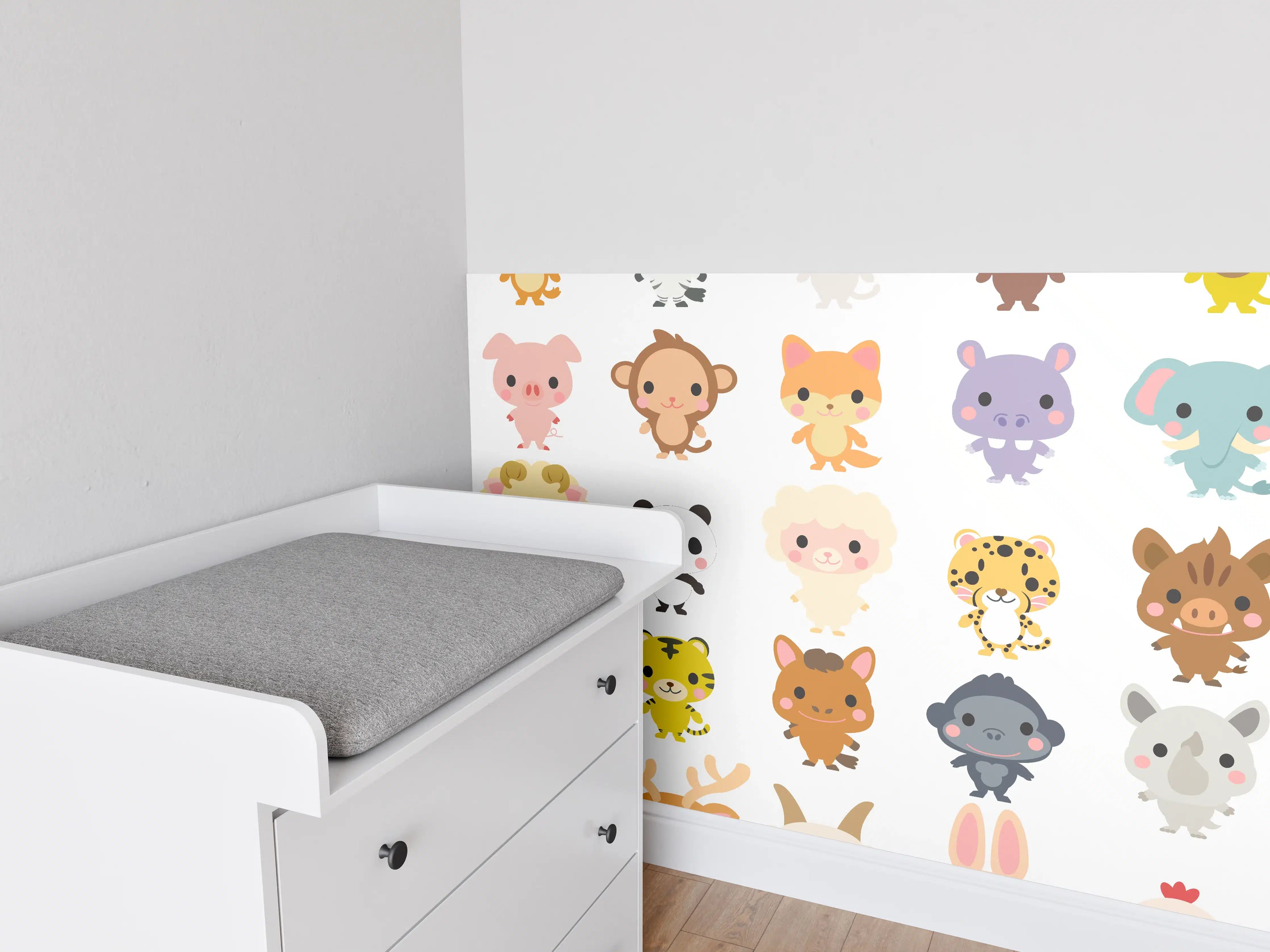 Babyzimmer Wandgestaltung - Bunte Tierkarikatur-Sammlung
