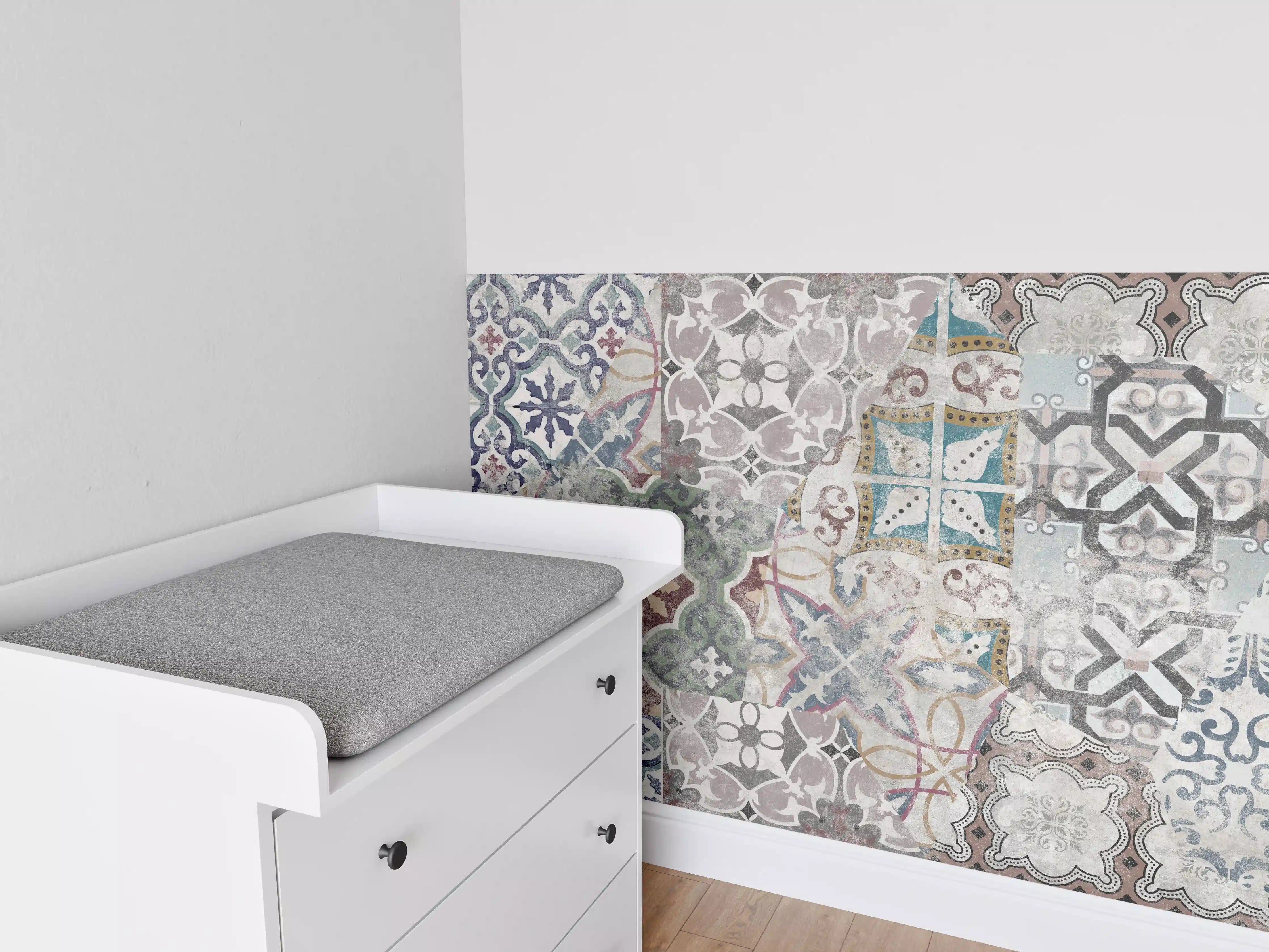 Babyzimmer Wandgestaltung - Bunte alte Retro-Wand Fliesen