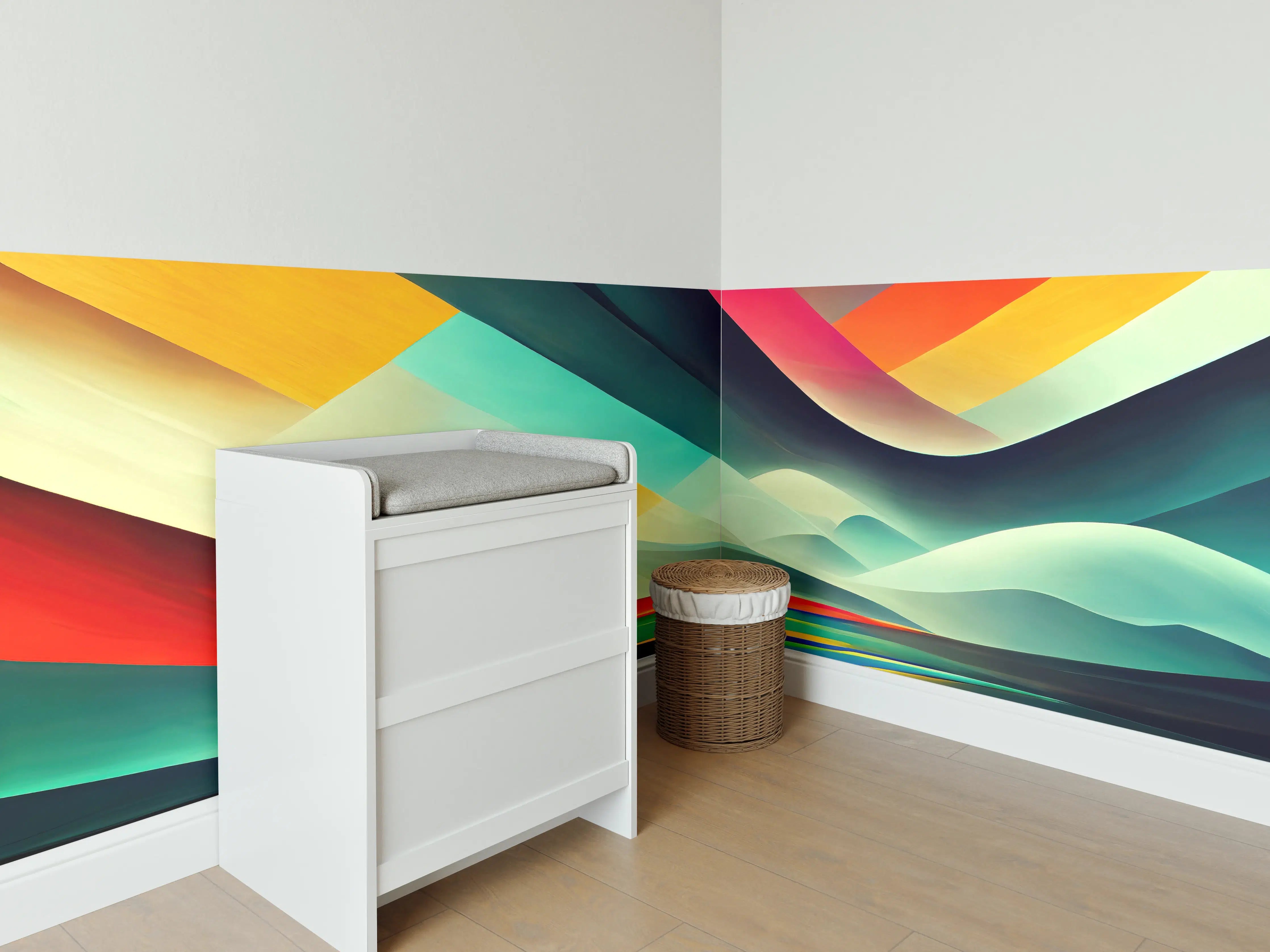 Babyzimmer Wandgestaltung - Bunte dynamische Linien Textur