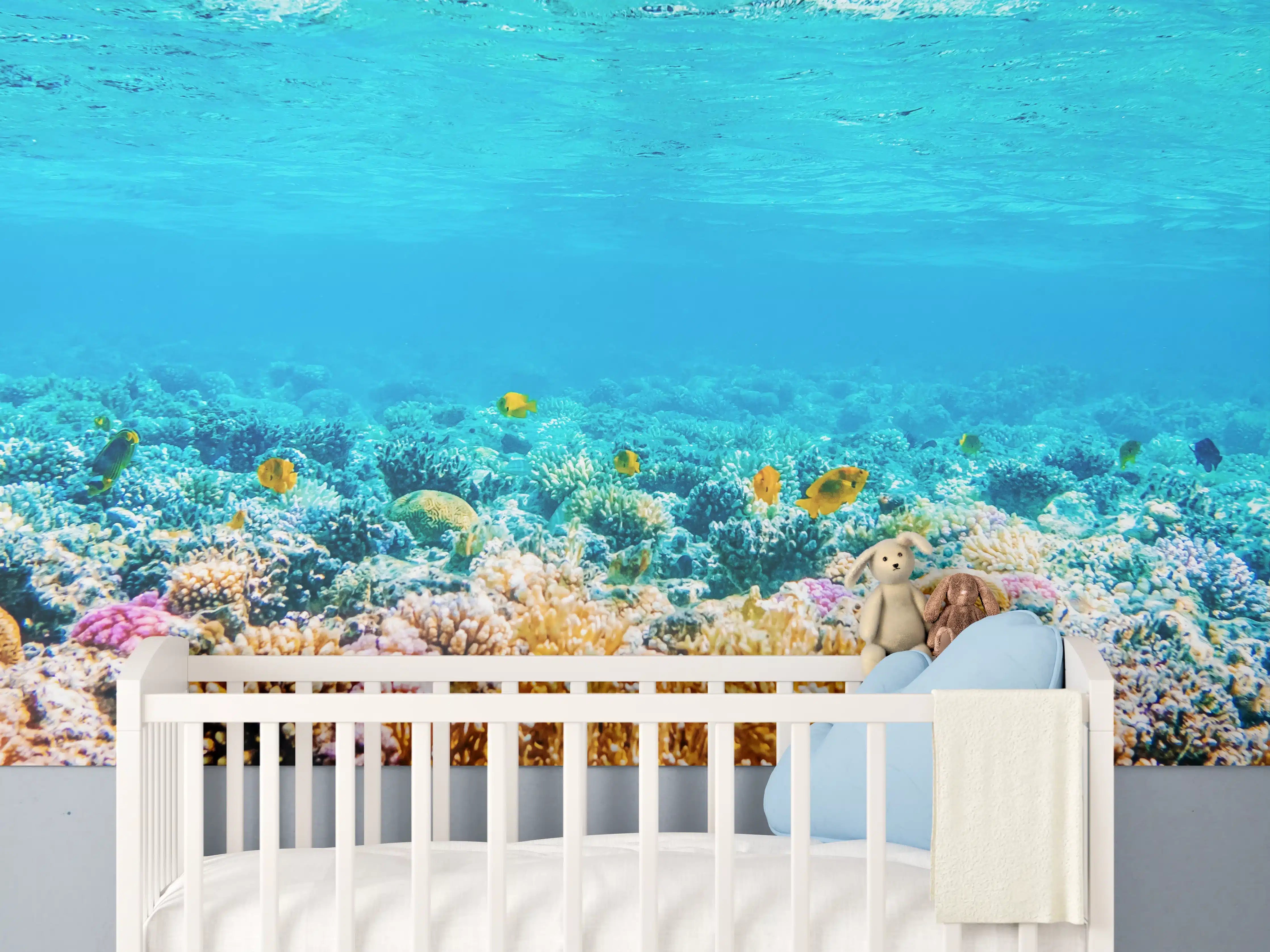 Babyzimmer Wandgestaltung - Bunter Korallenriff unter Wasser