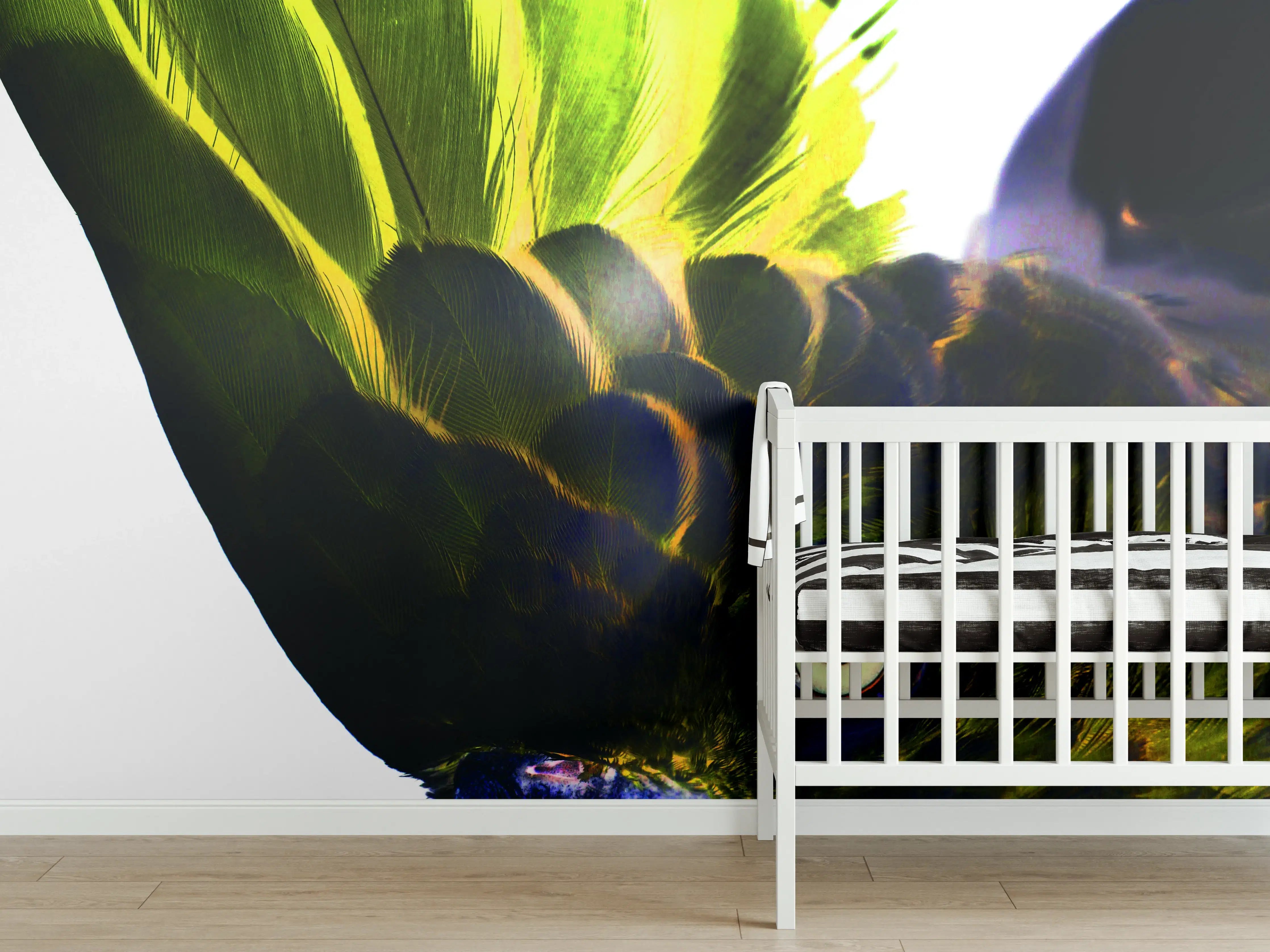 Babyzimmer Wandgestaltung - Bunter Papagei Nahaufnahme