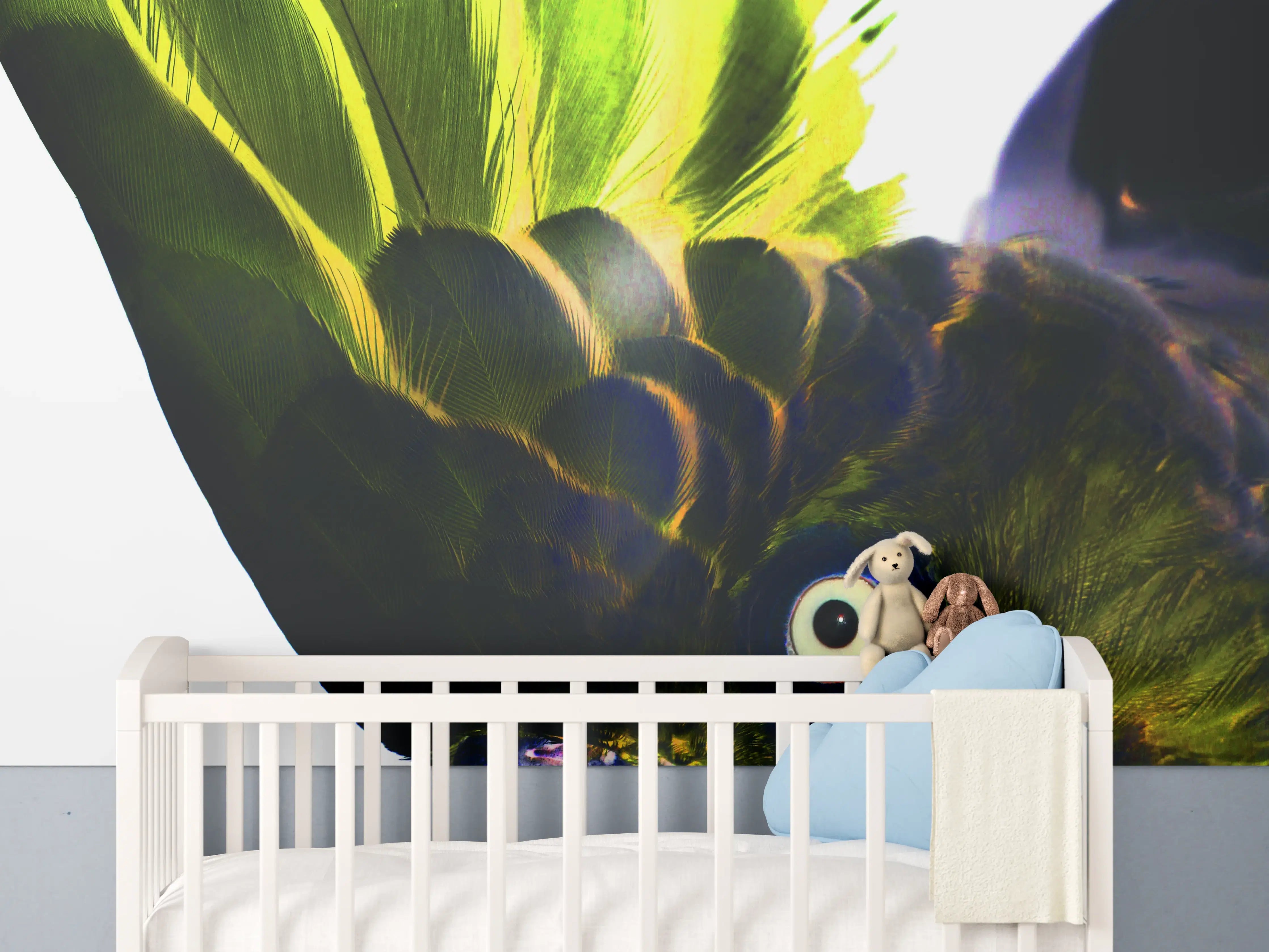 Babyzimmer Wandgestaltung - Bunter Papagei Nahaufnahme