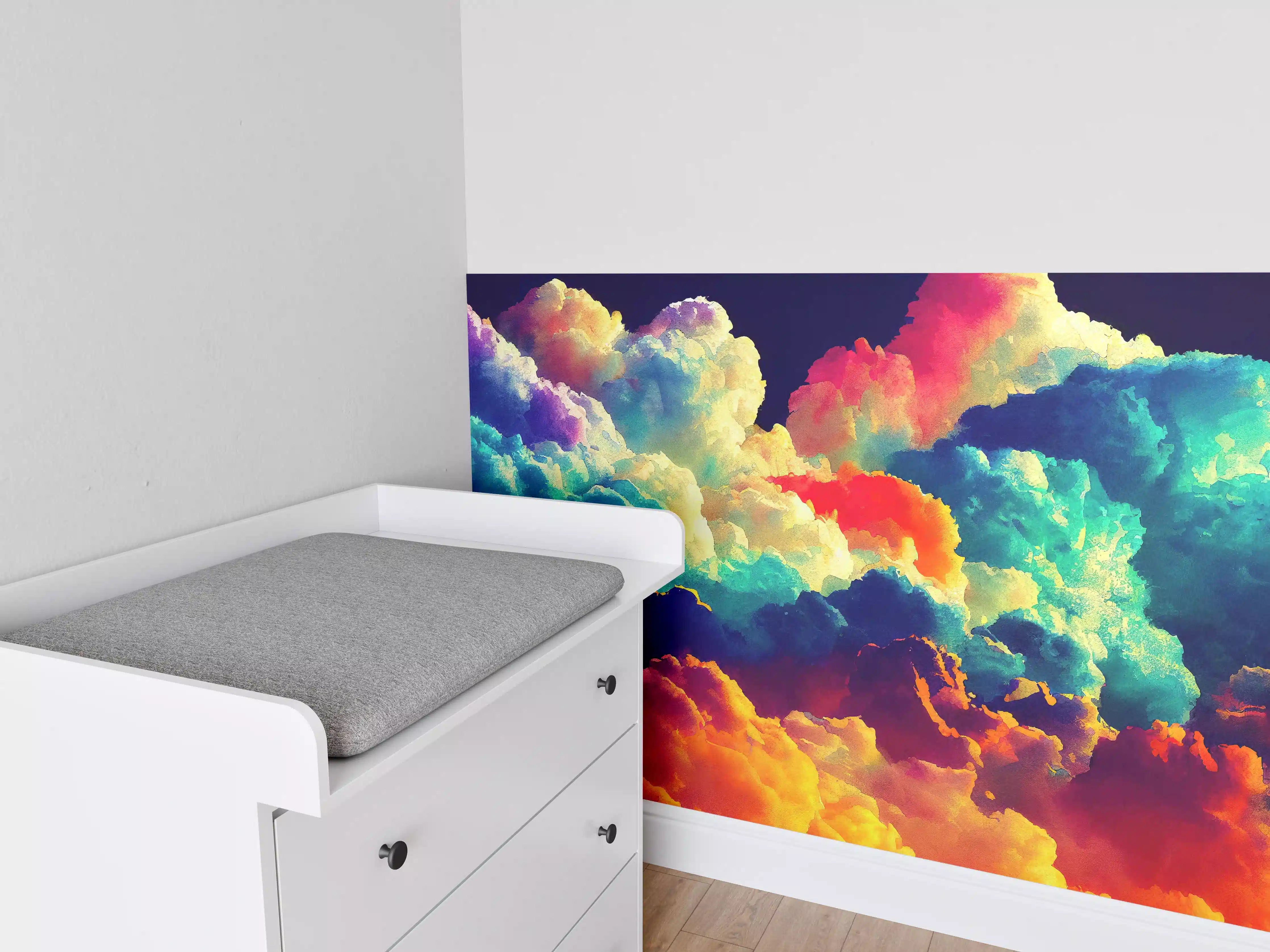 Babyzimmer Wandgestaltung - Bunter Wolkenhimmel