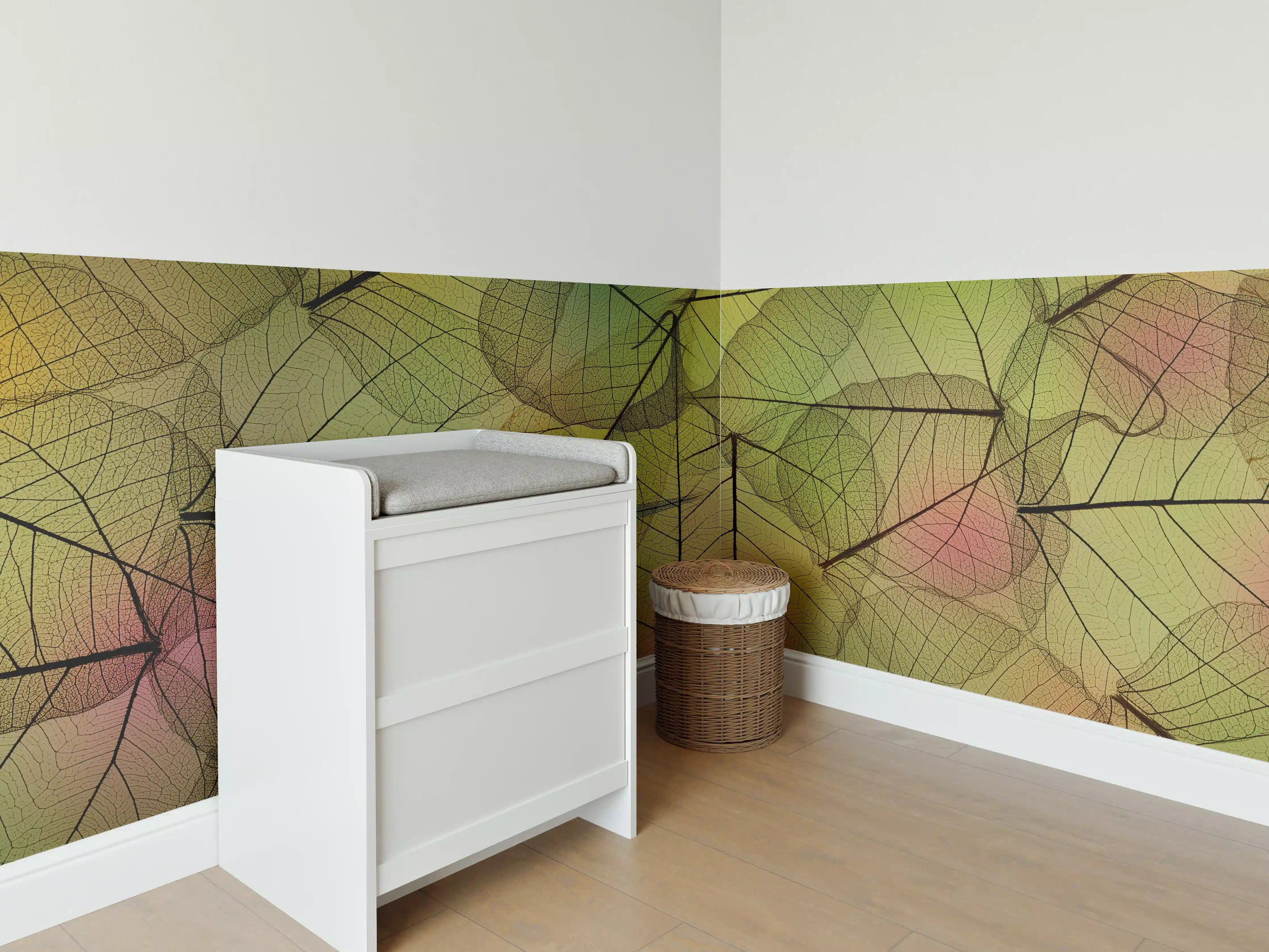 Babyzimmer Wandgestaltung - Buntes Blattadern Makrofoto