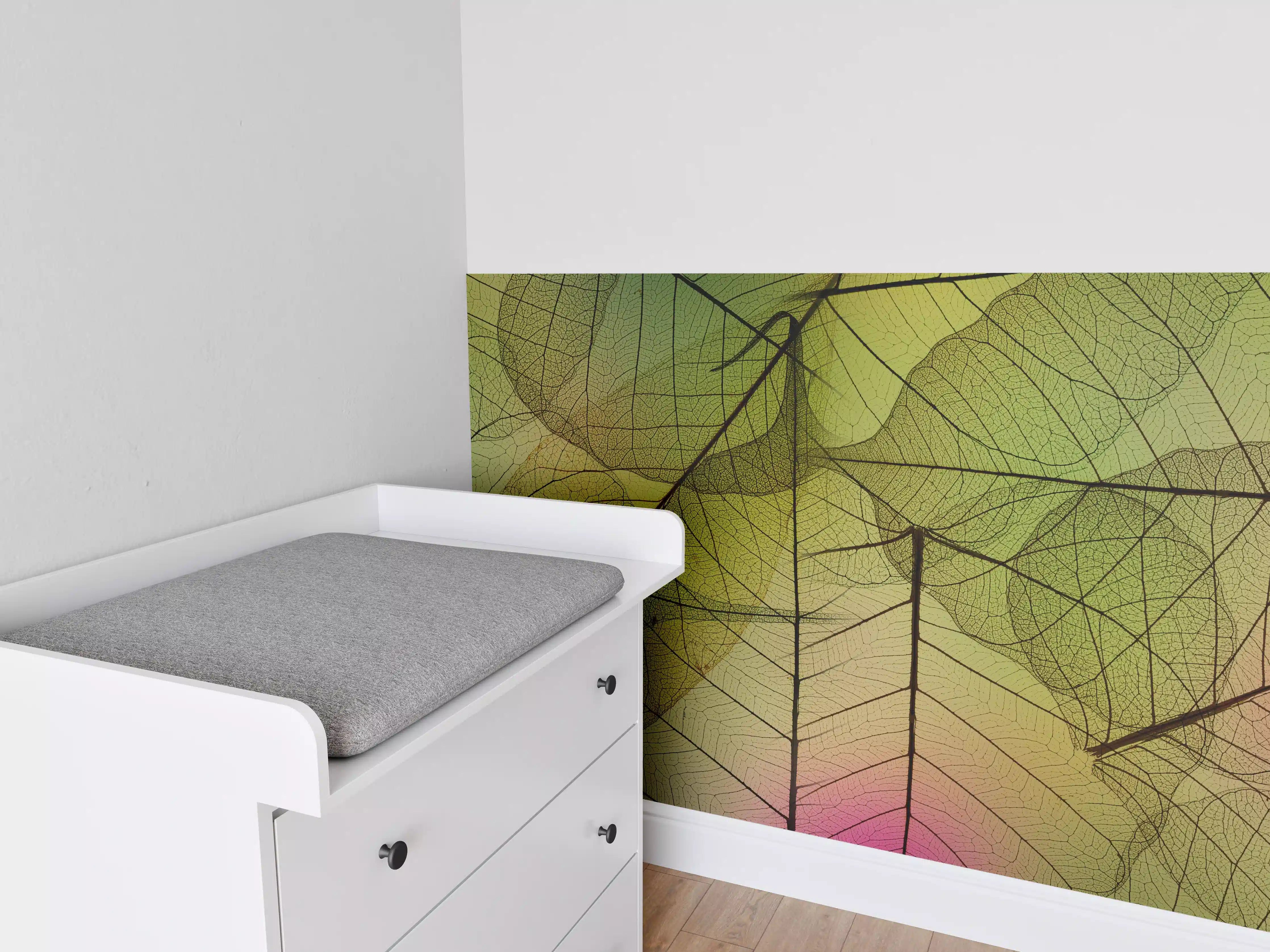 Babyzimmer Wandgestaltung - Buntes Blattadern Makrofoto