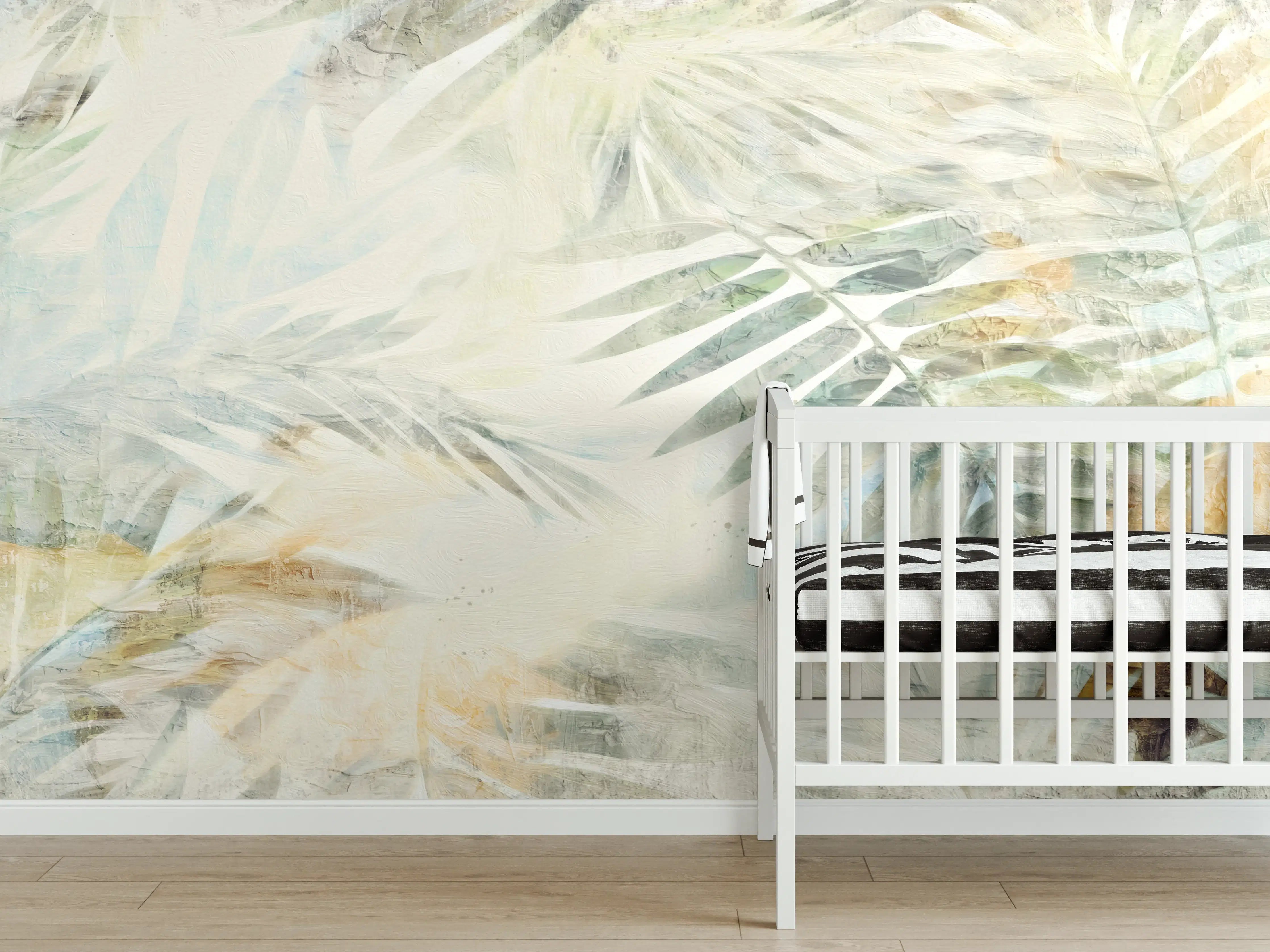 Babyzimmer Wandgestaltung - Buntes Dschungel Gemälde
