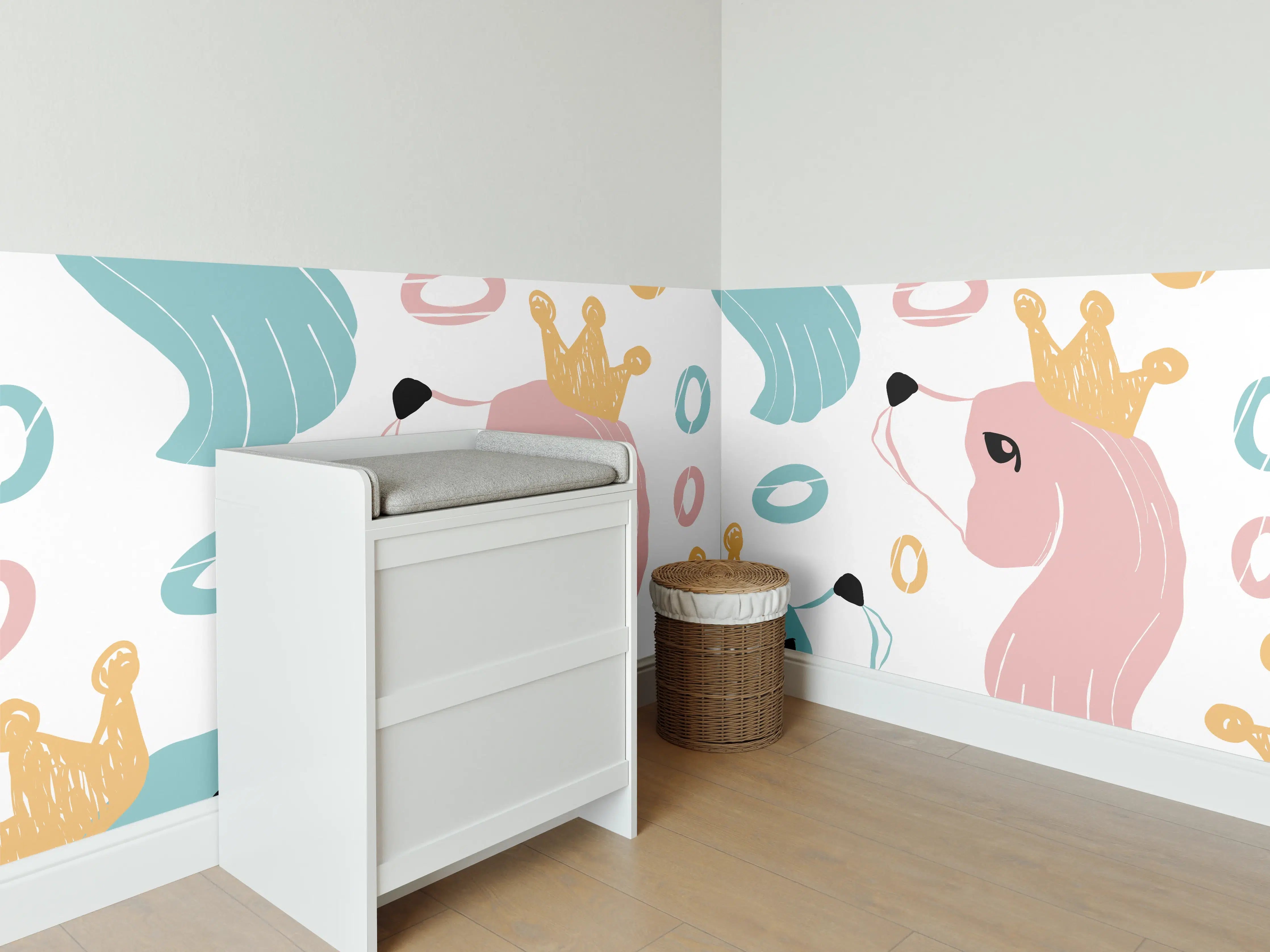 Babyzimmer Wandgestaltung - Buntes Einhorn-Muster