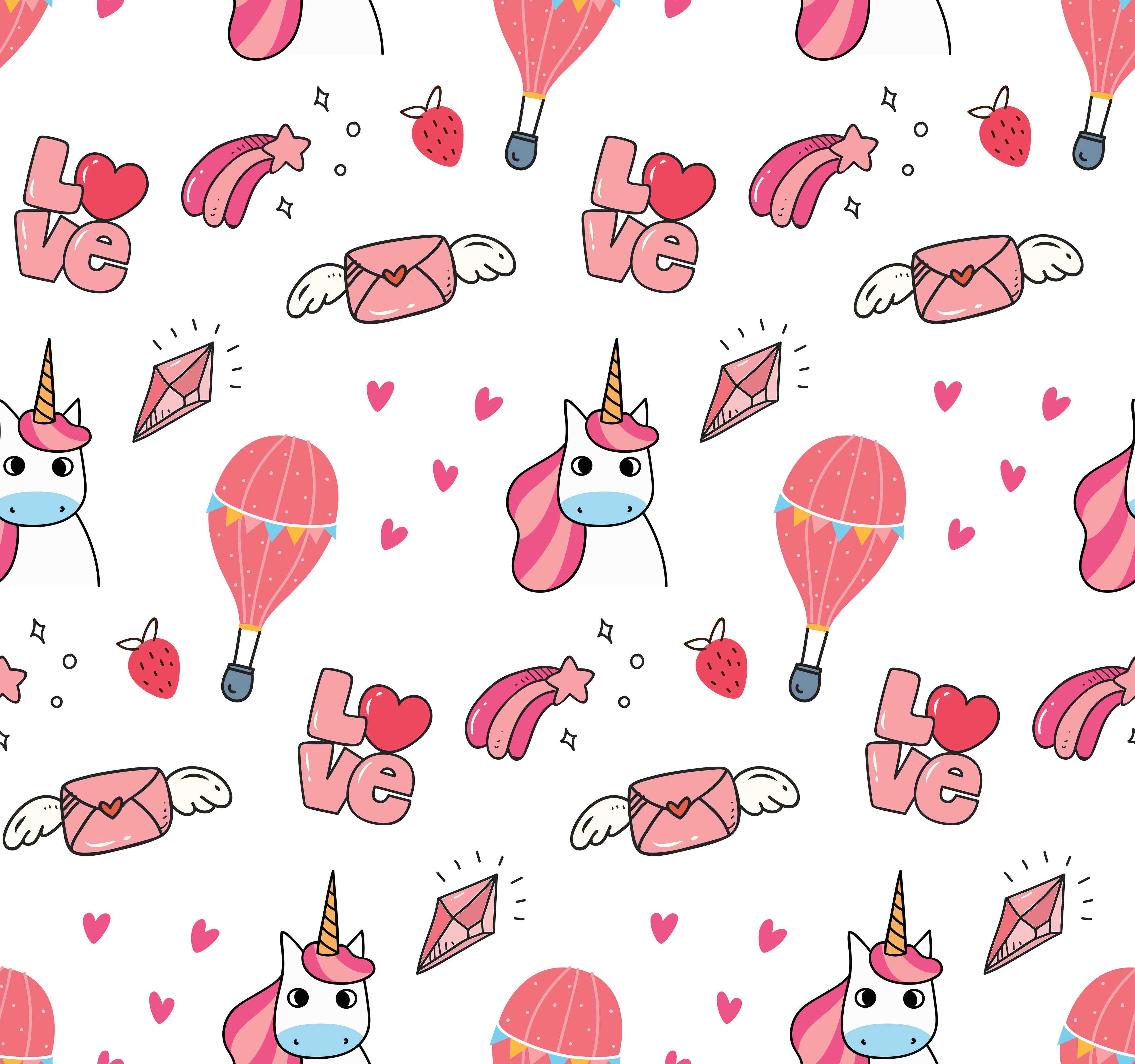 Babyzimmer Wandgestaltung-Buntes Einhorn & Liebe Muster
