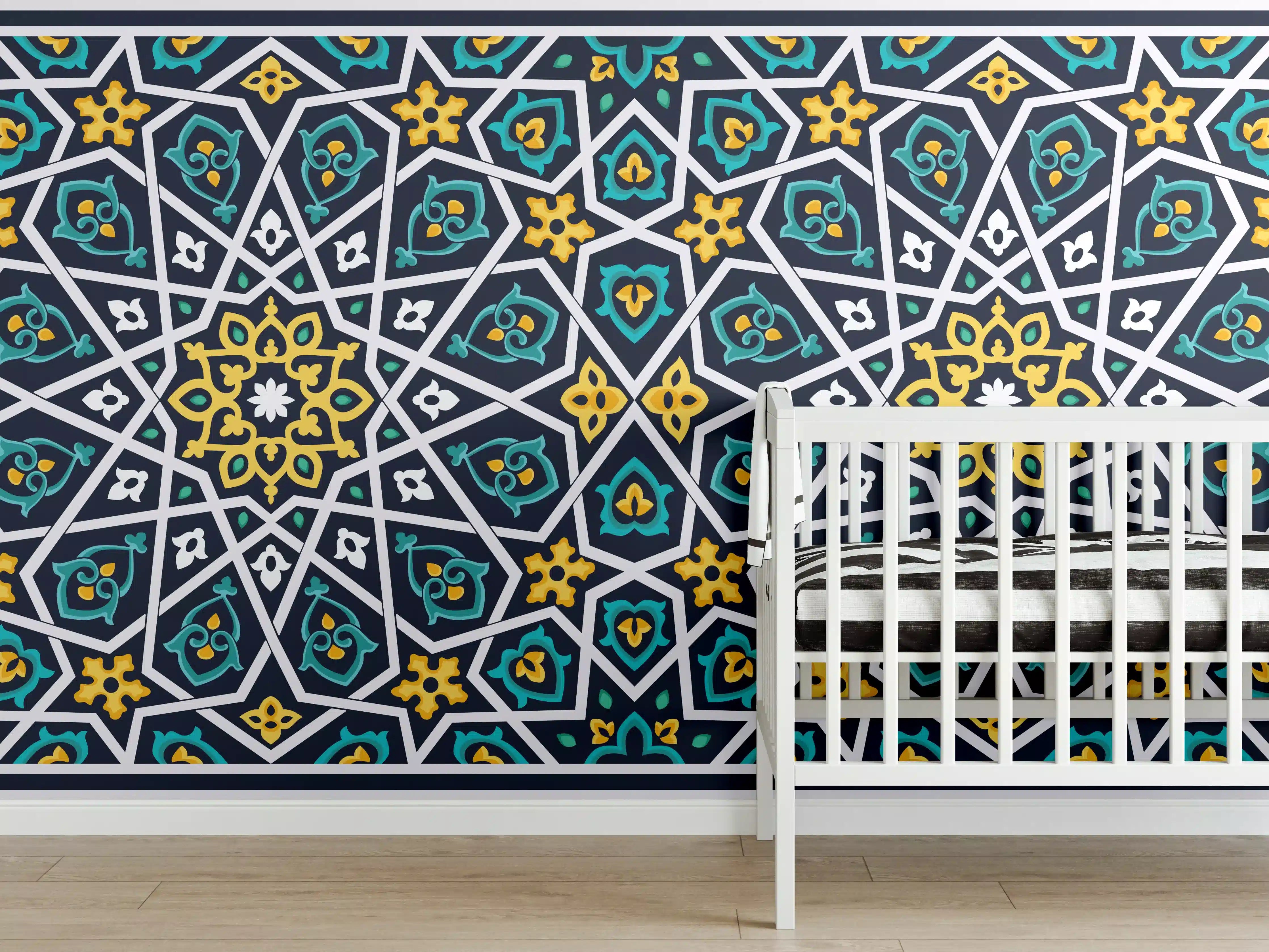 Babyzimmer Wandgestaltung - Buntes Ethno-Muster Design