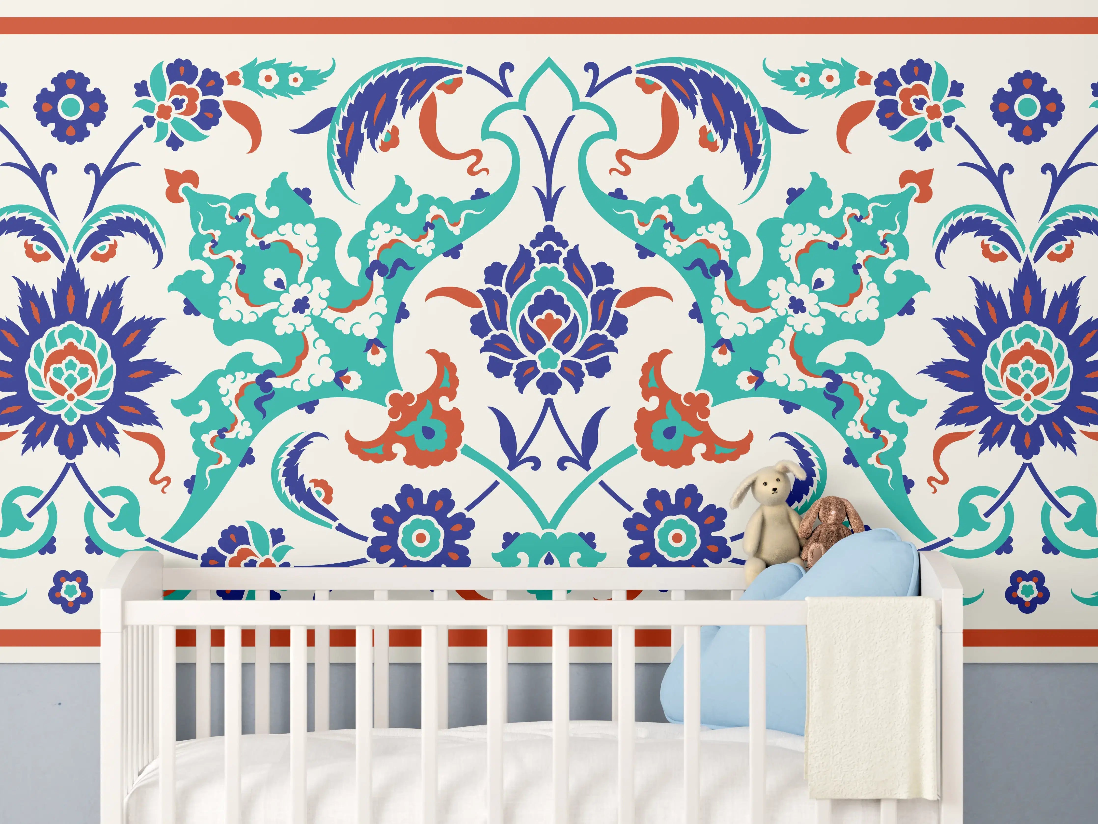 Babyzimmer Wandgestaltung - Buntes Fliesen Muster Ornament