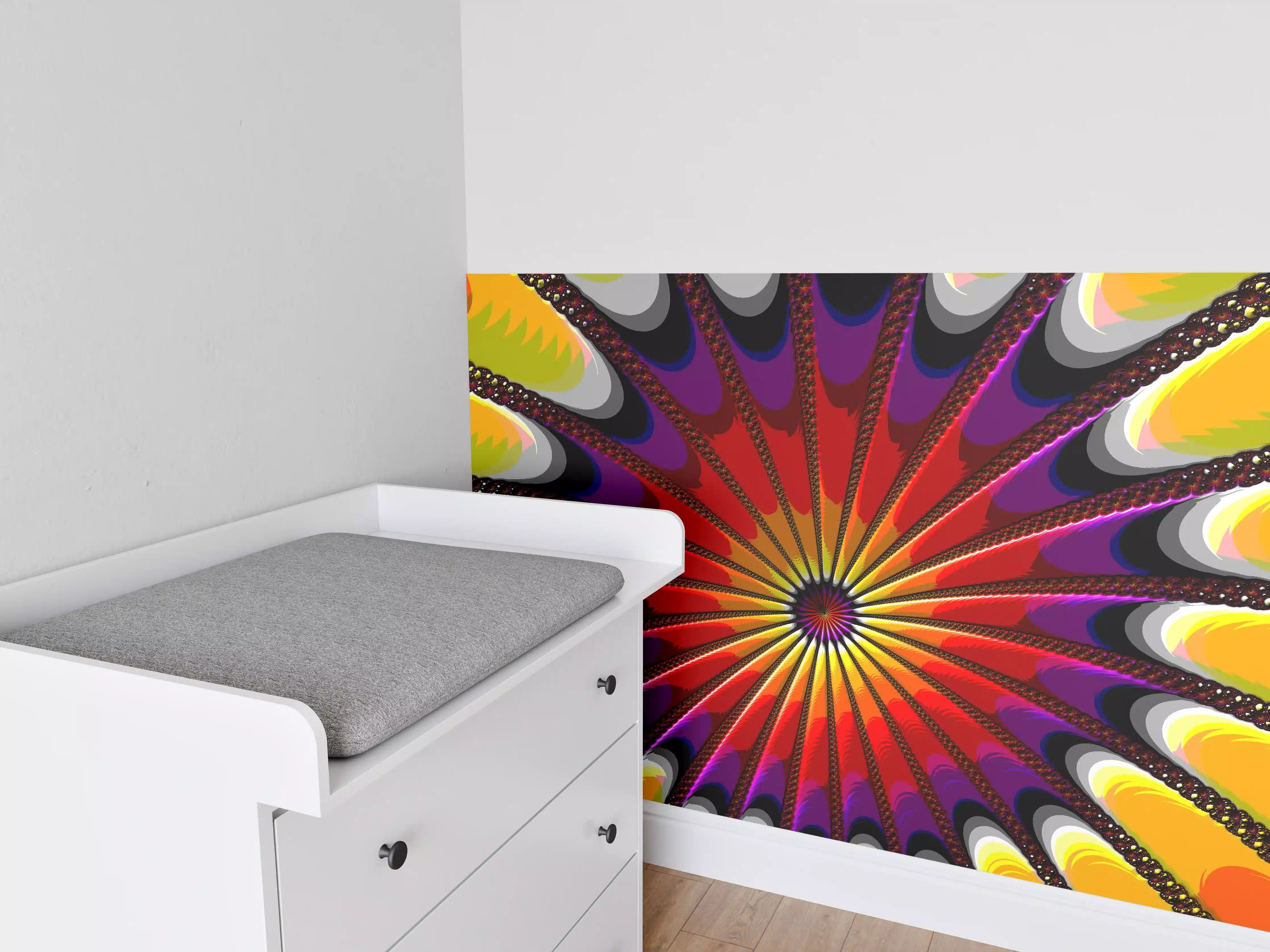 Babyzimmer Wandgestaltung - Buntes Fraktal Kunstwerk