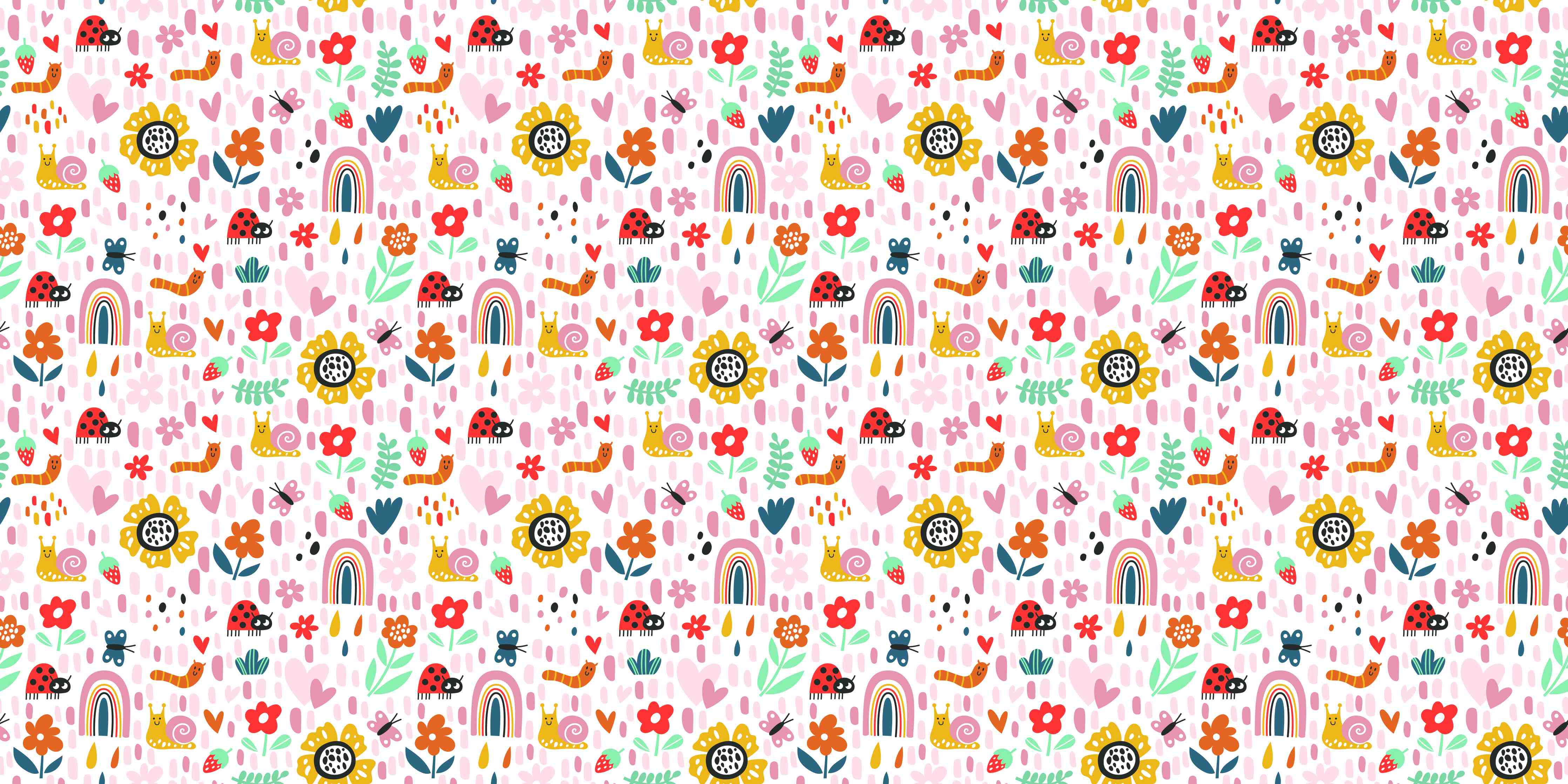 Babyzimmer Wandgestaltung-Buntes Kinder-Design mit Blumen und Regenbögen