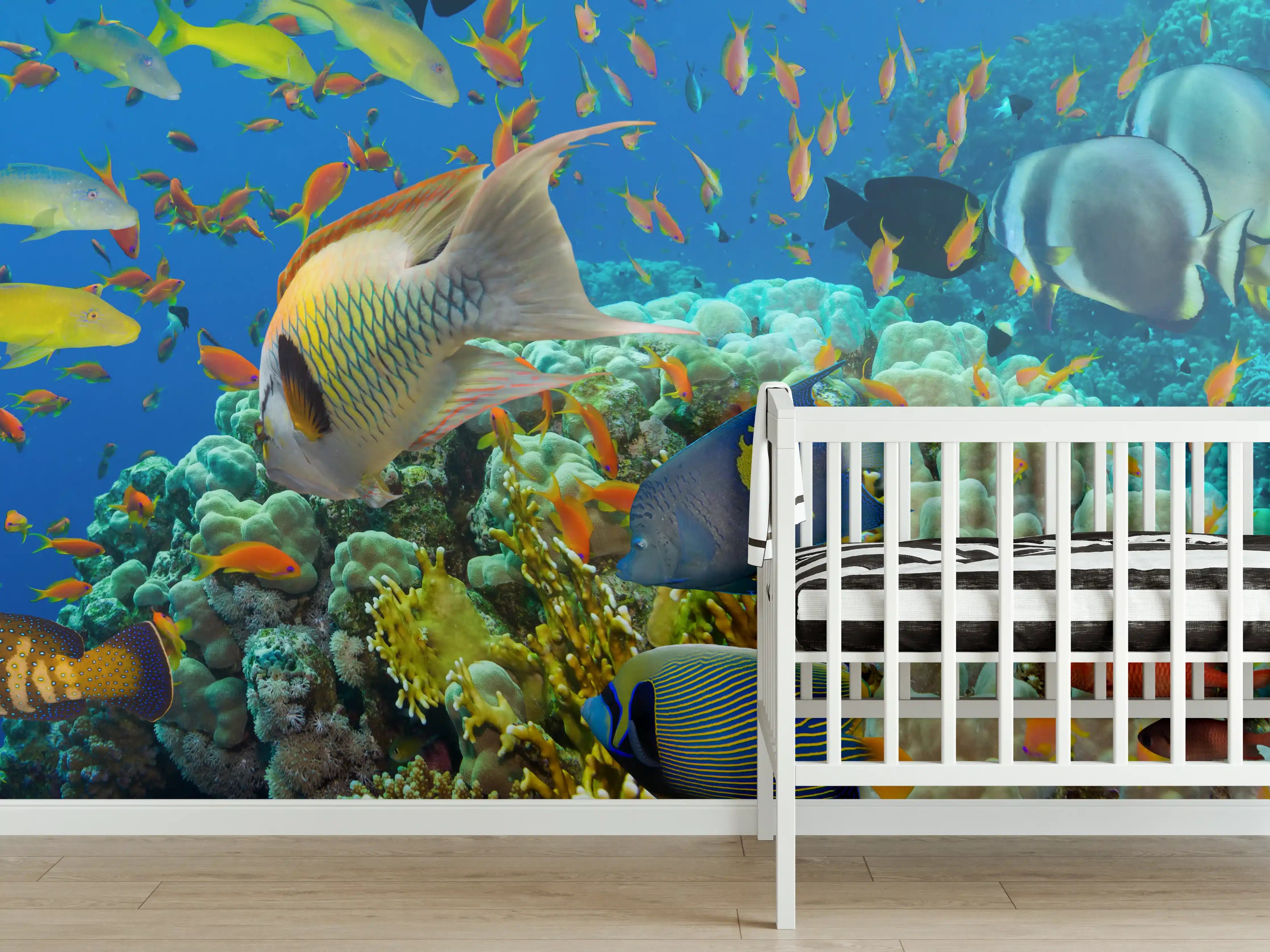 Babyzimmer Wandgestaltung - Buntes Korallenriff mit Fischen