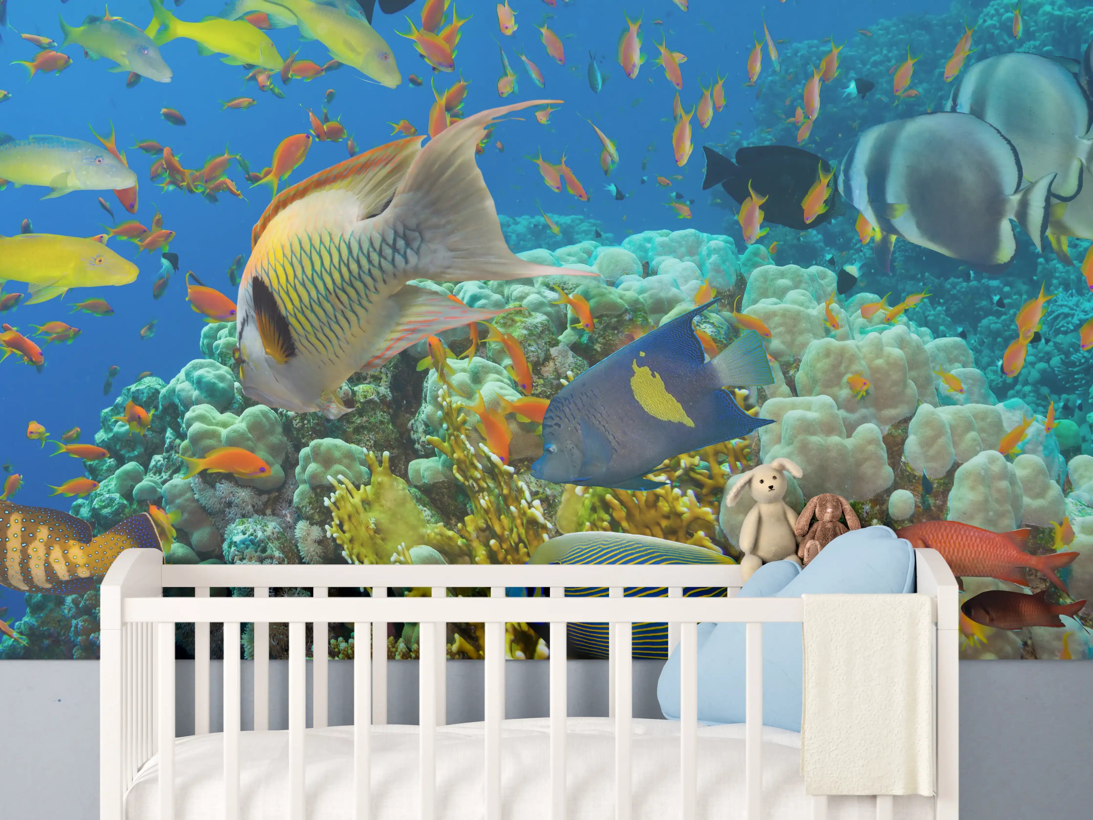 Babyzimmer Wandgestaltung - Buntes Korallenriff mit Fischen