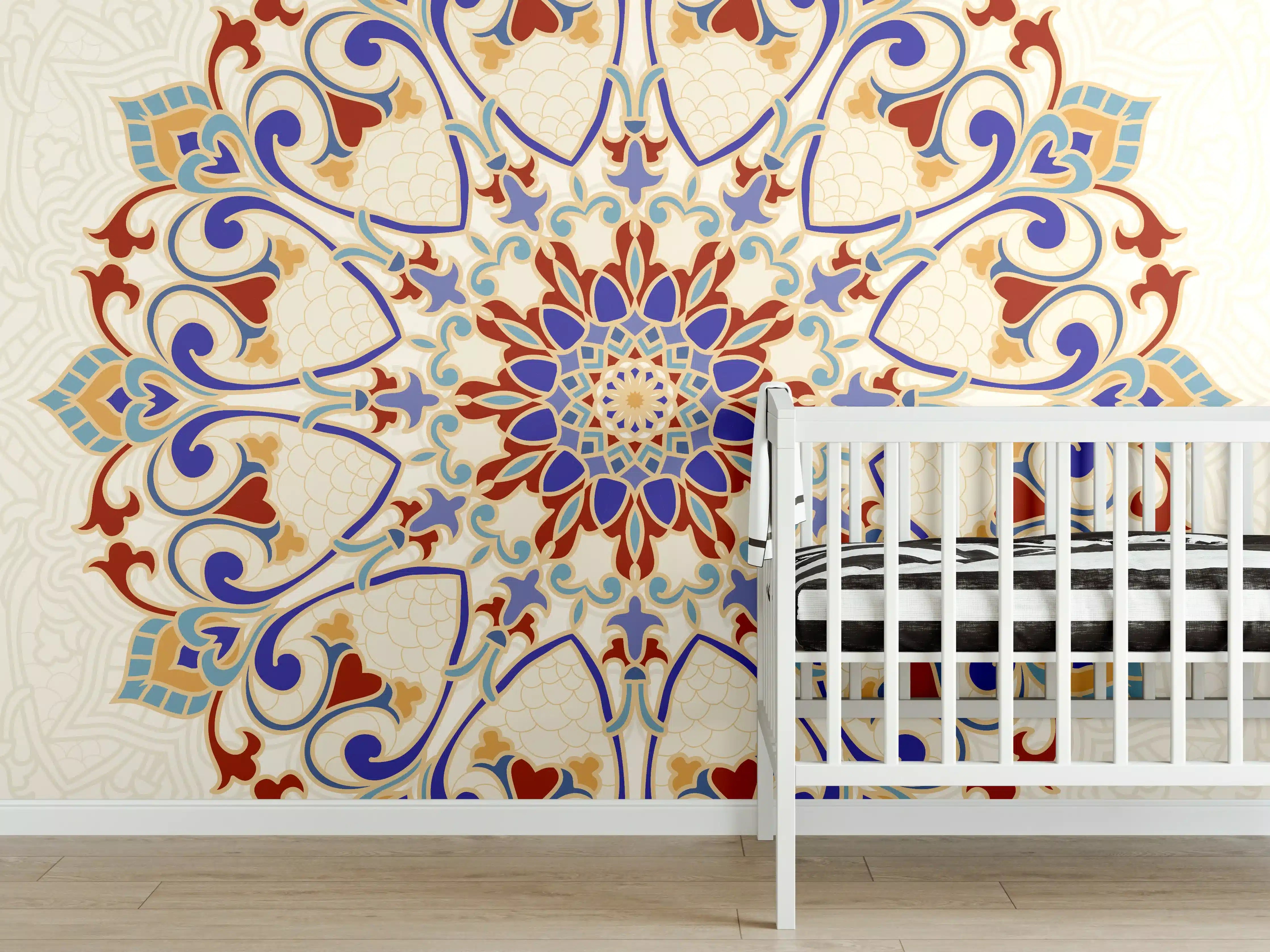 Babyzimmer Wandgestaltung - Buntes Mosaik Mandala Kunstwerk