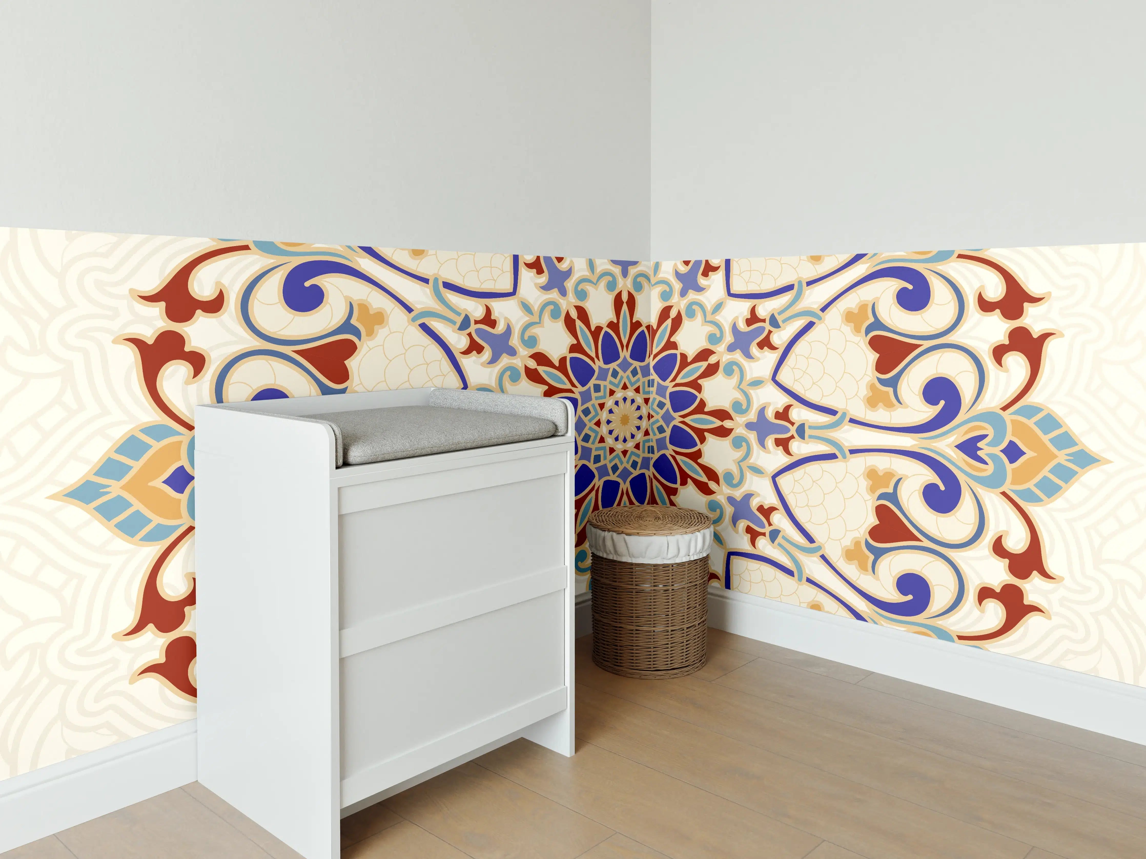 Babyzimmer Wandgestaltung - Buntes Mosaik Mandala Kunstwerk