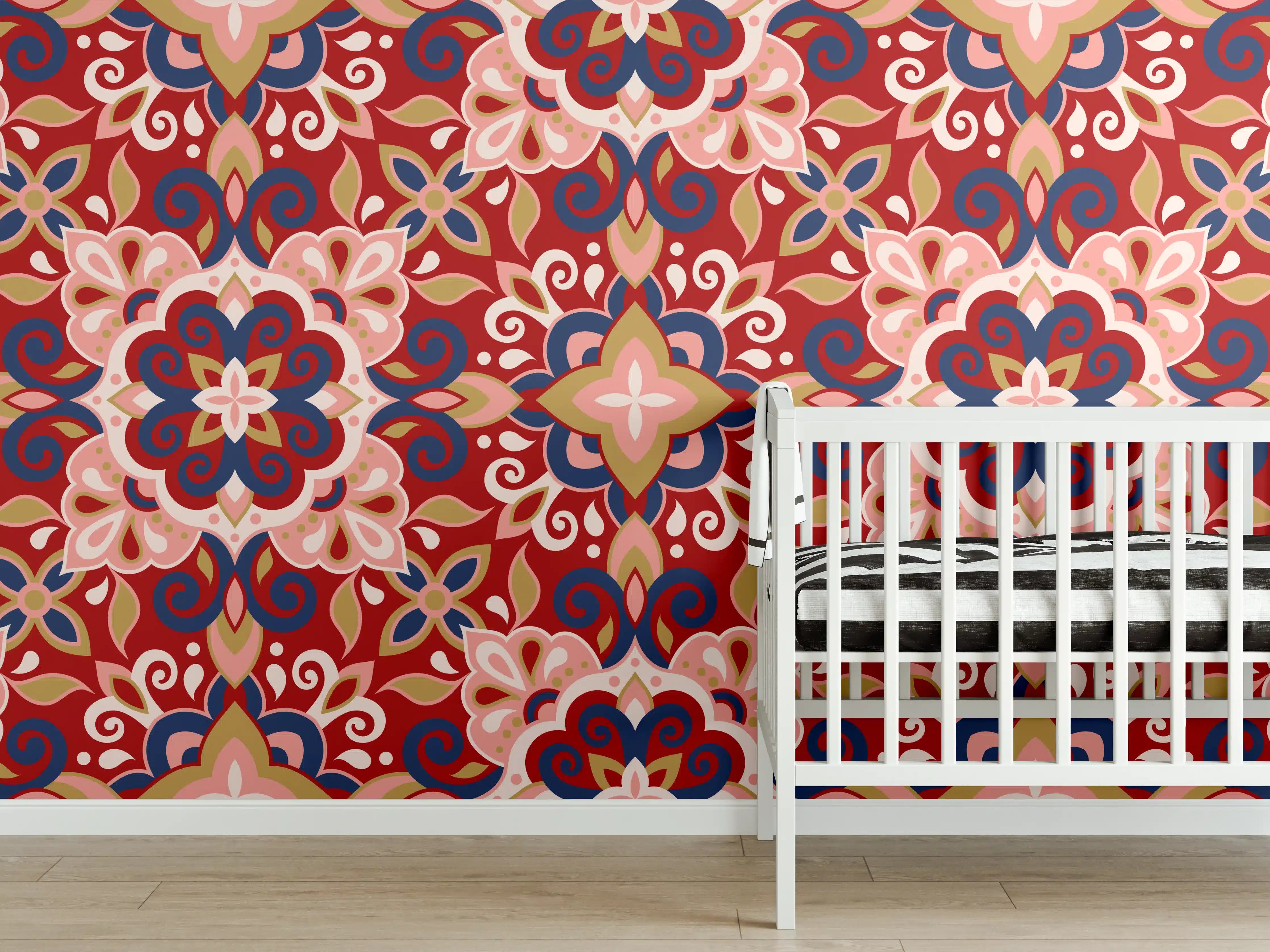 Babyzimmer Wandgestaltung - Buntes Muster Design Druck
