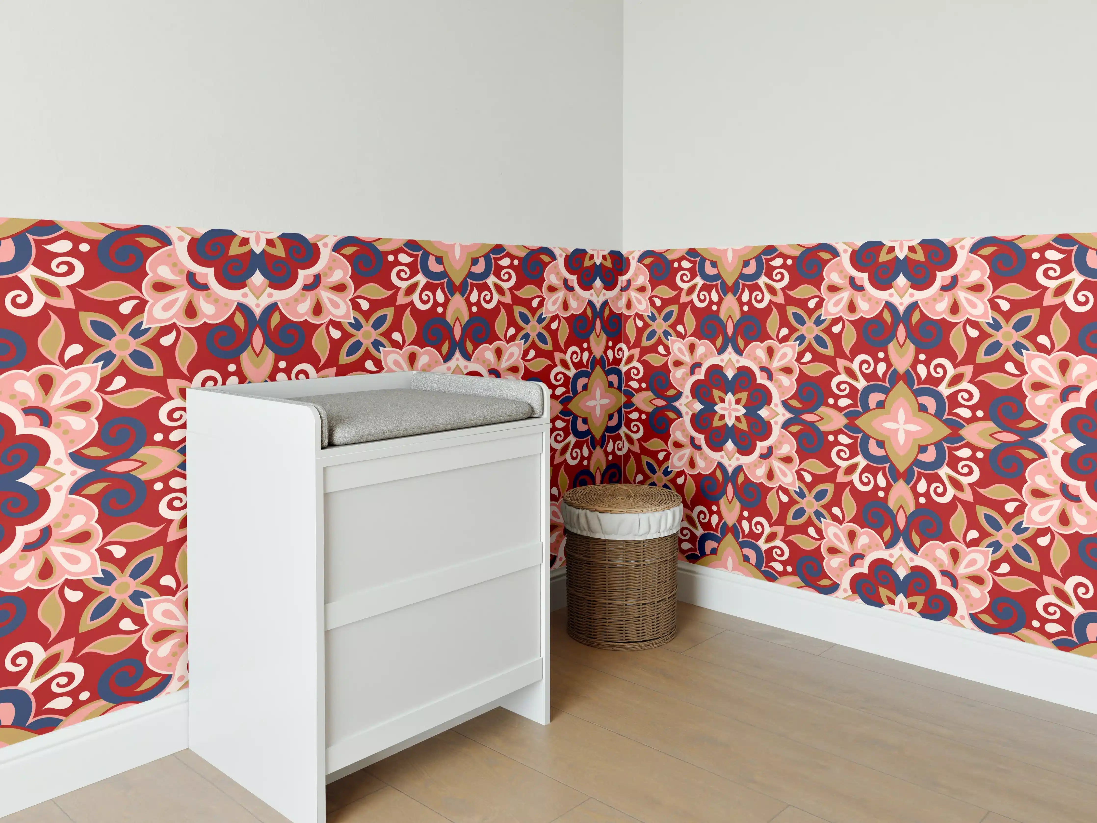 Babyzimmer Wandgestaltung - Buntes Muster Design Druck
